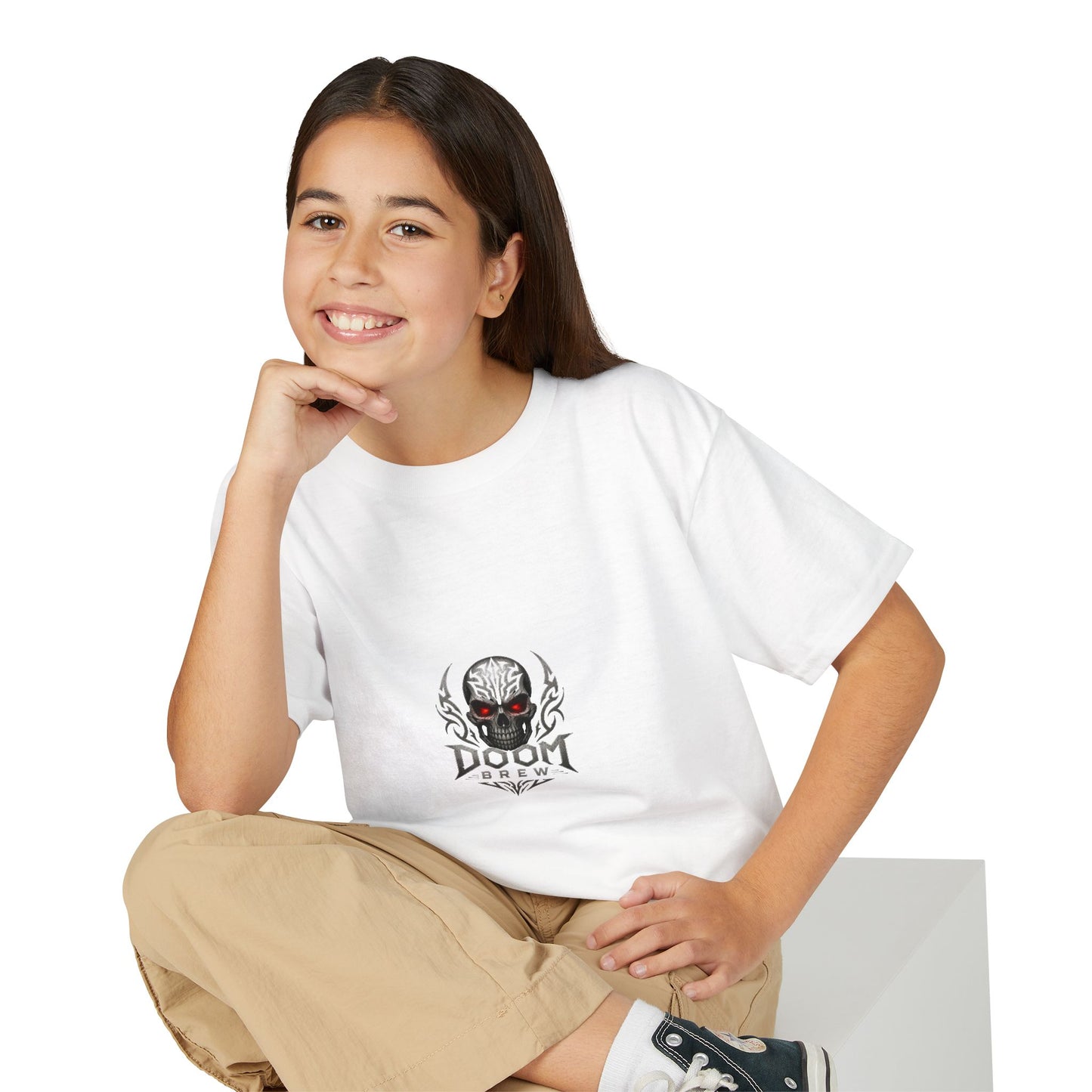 Doom Brew Youth Skull Graphic T-Shirt – Red-Eye Skull Logo