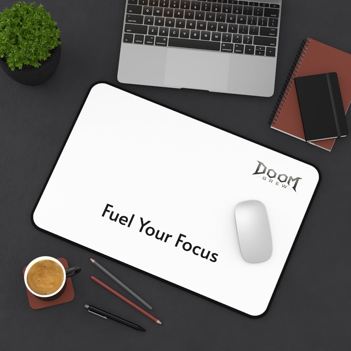 Desk Mat - "Fuel Your Focus" Minimalist Workstation Mat | Doom Brew Official Merch