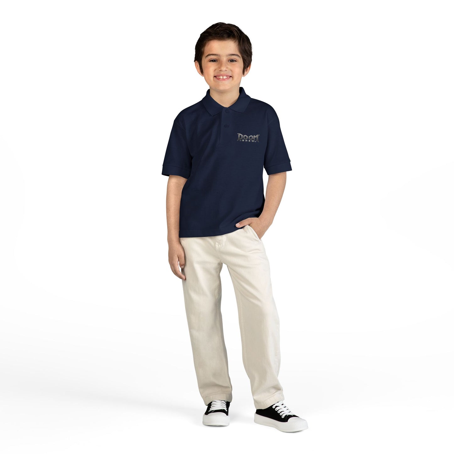 Youth Polo — 'Doom Brew' Logo Kids Jersey Polo Shirt