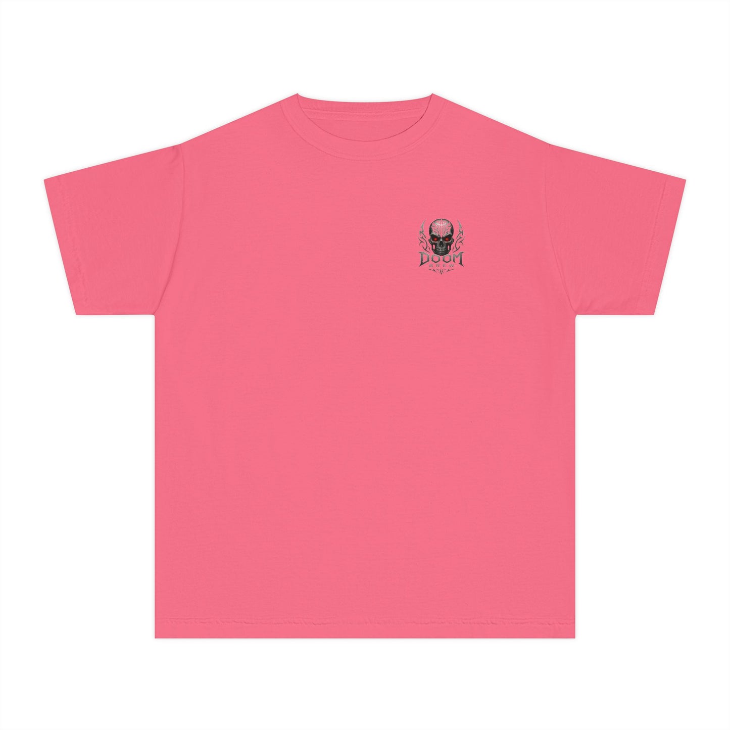 Youth Tee — Doom Brew Graphic Chest Print, Casual Kids Shirt
