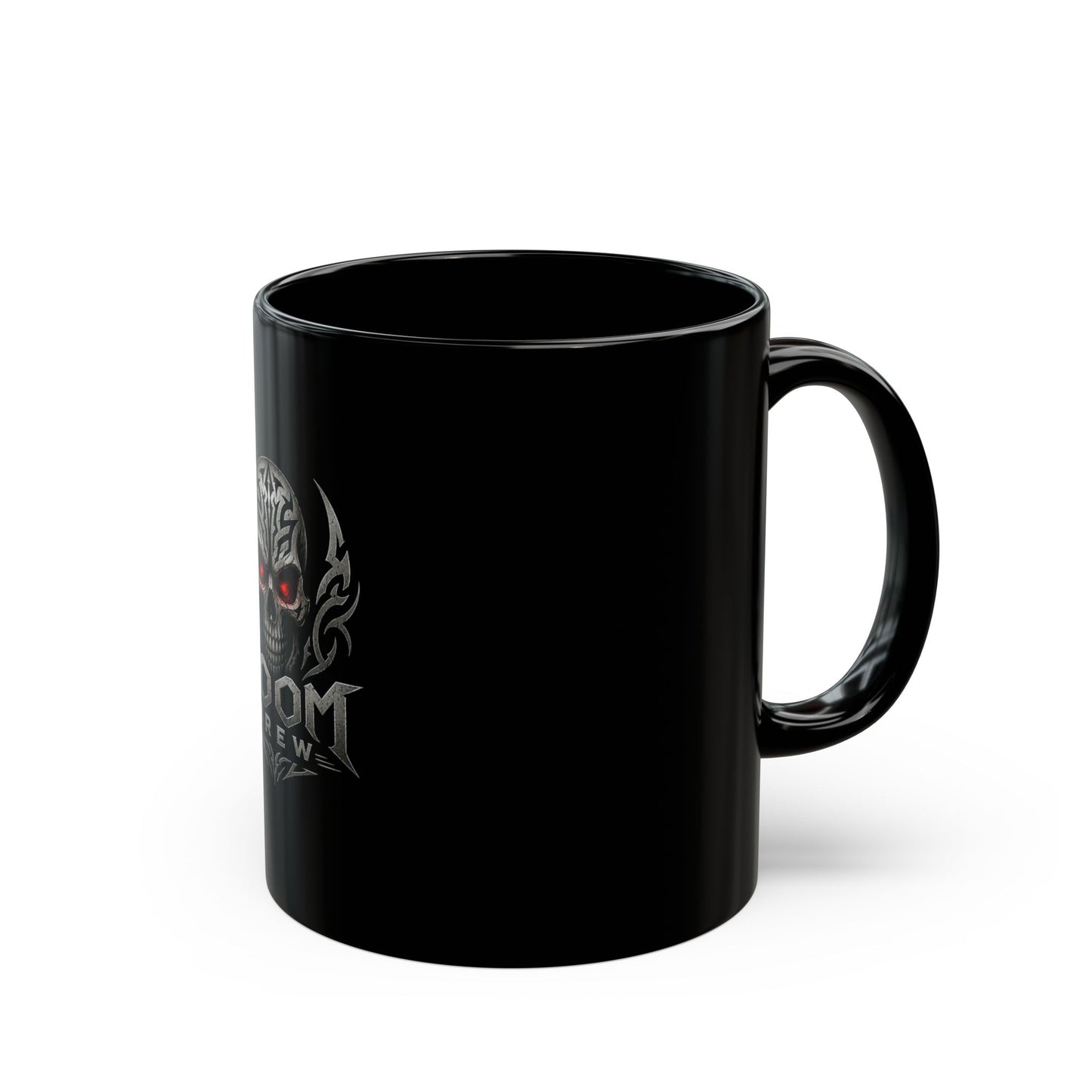 Doom Brew Skull Coffee Mug – Gothic Black Ceramic 11oz/15oz
