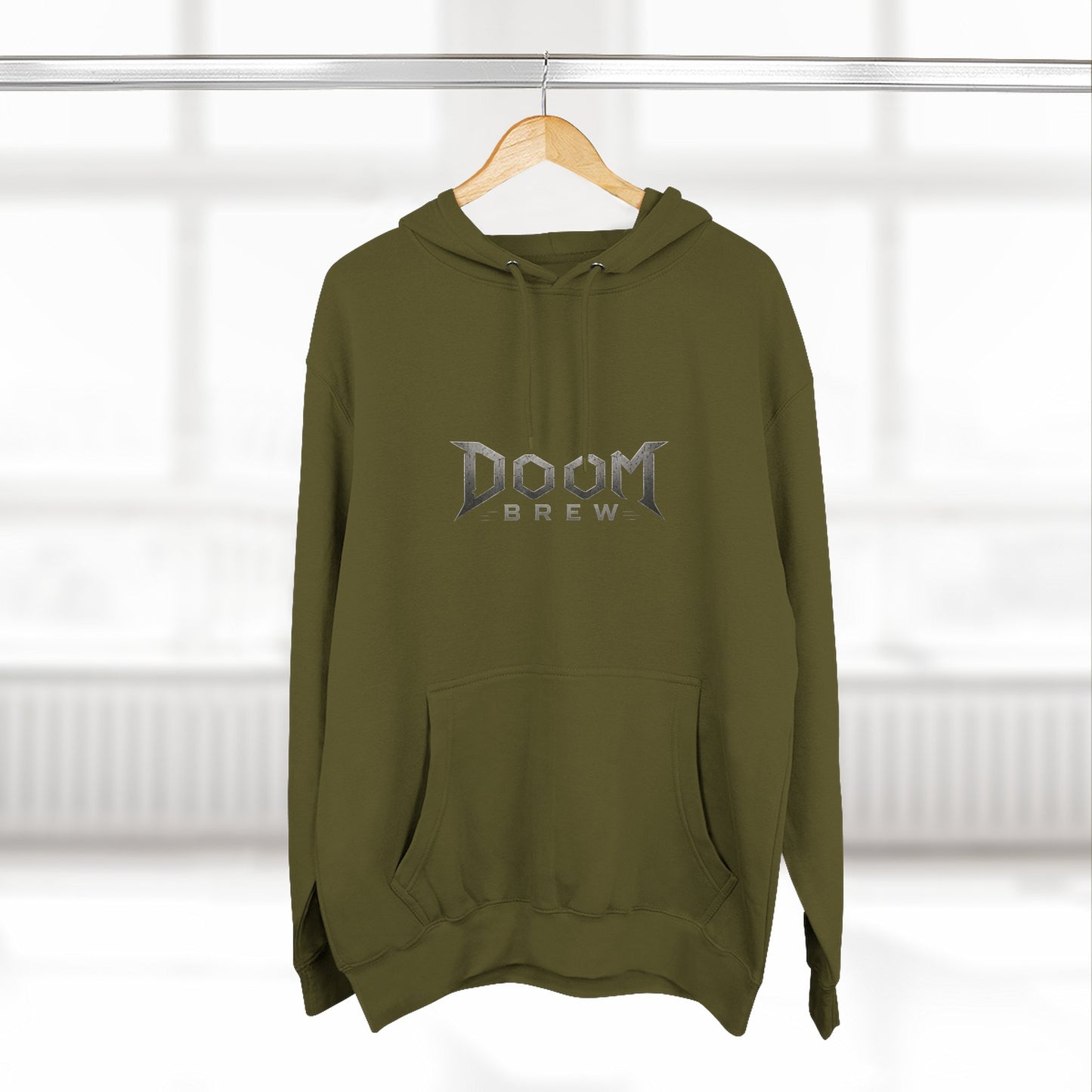 Doom Brew Hoodie — Gothic Logo Fleece Pullover