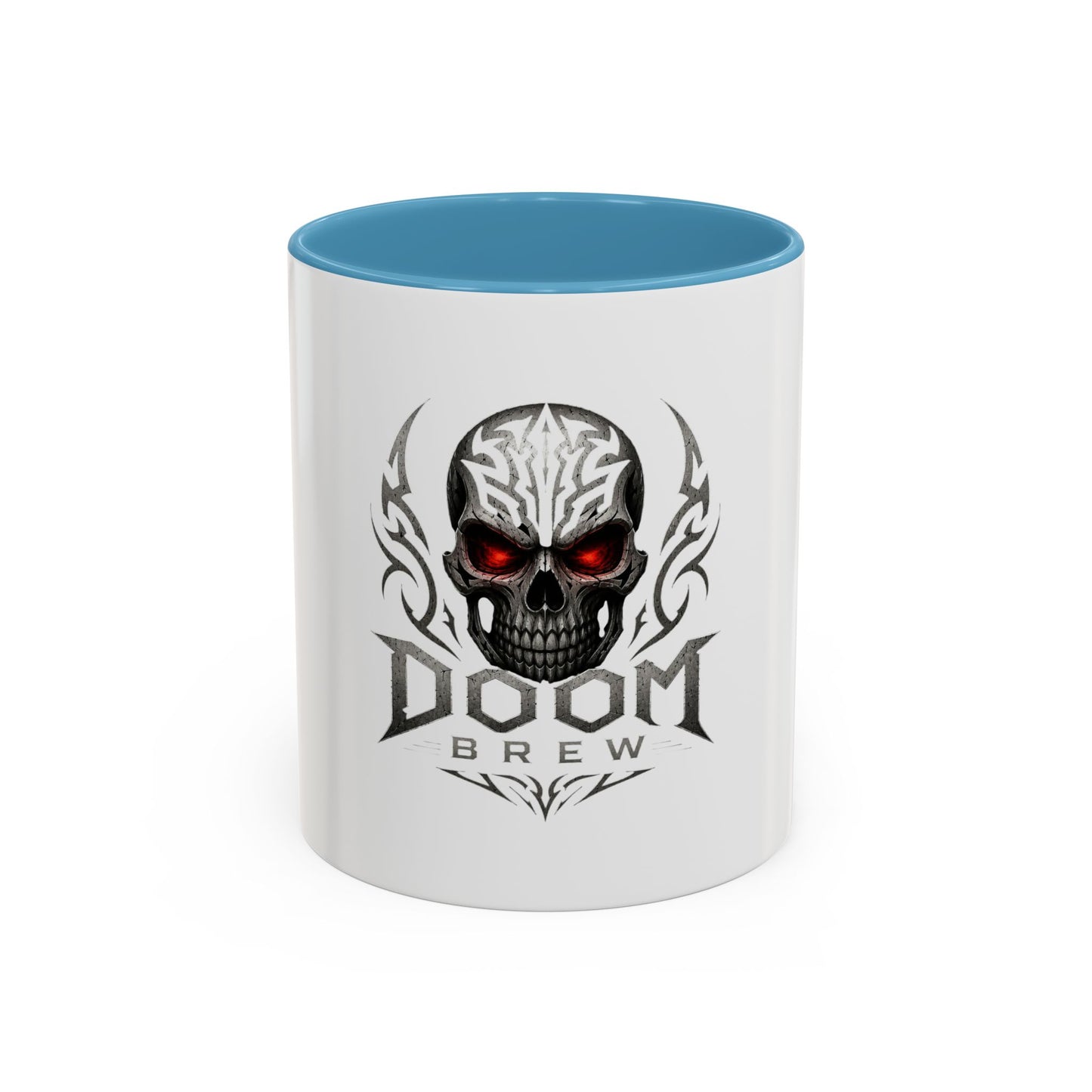 Doom Brew Skull Coffee Mug — Gothic Red-Eye 11/15oz Accent Mug