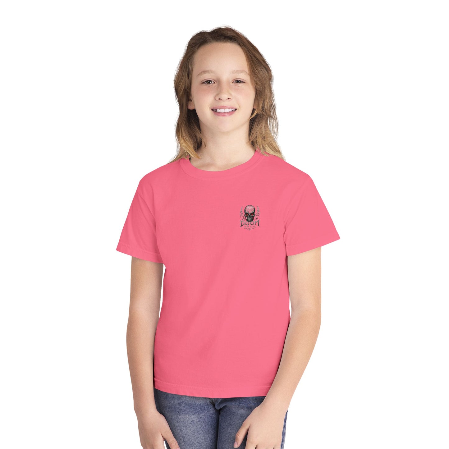 Youth Tee — Doom Brew Graphic Chest Print, Casual Kids Shirt