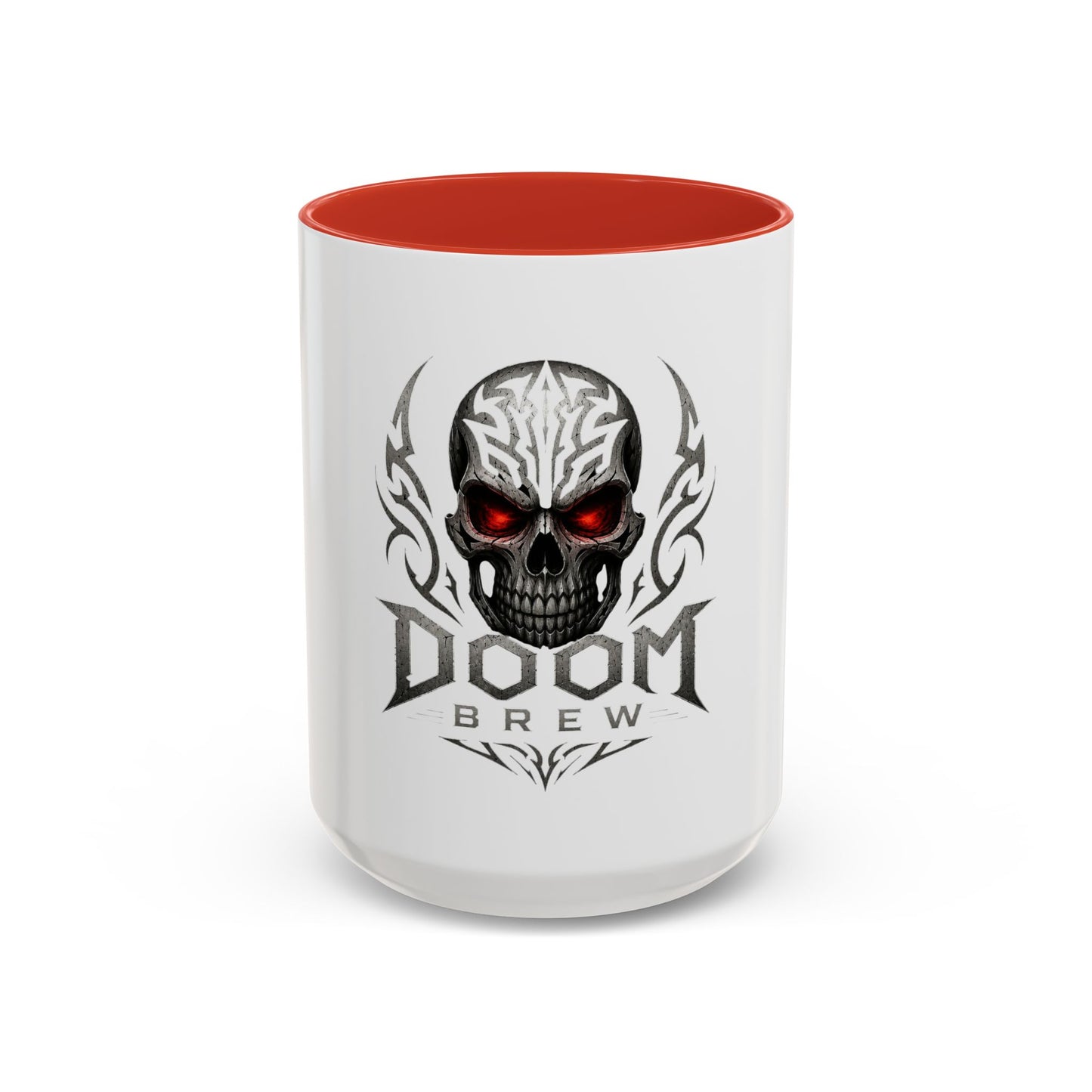 Doom Brew Skull Coffee Mug — Gothic Red-Eye 11/15oz Accent Mug