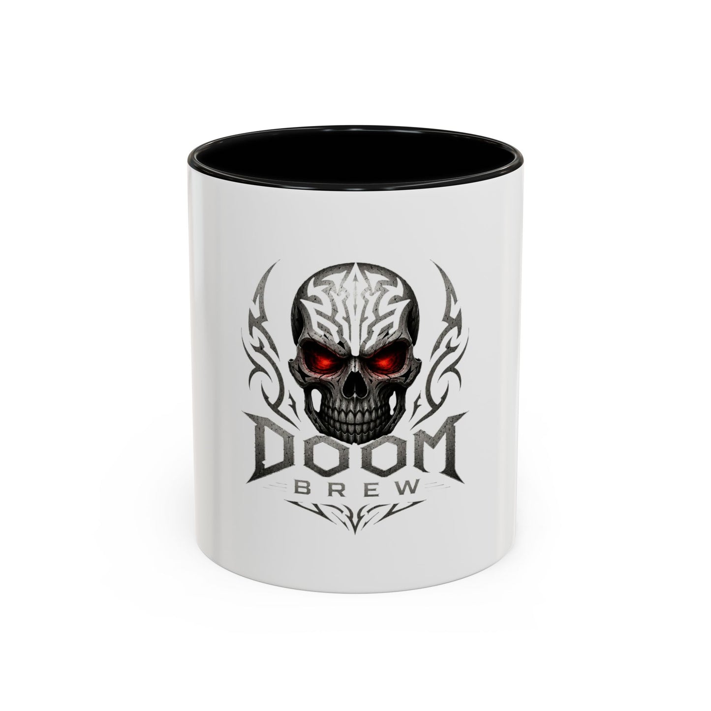 Doom Brew Skull Coffee Mug — Gothic Red-Eye 11/15oz Accent Mug