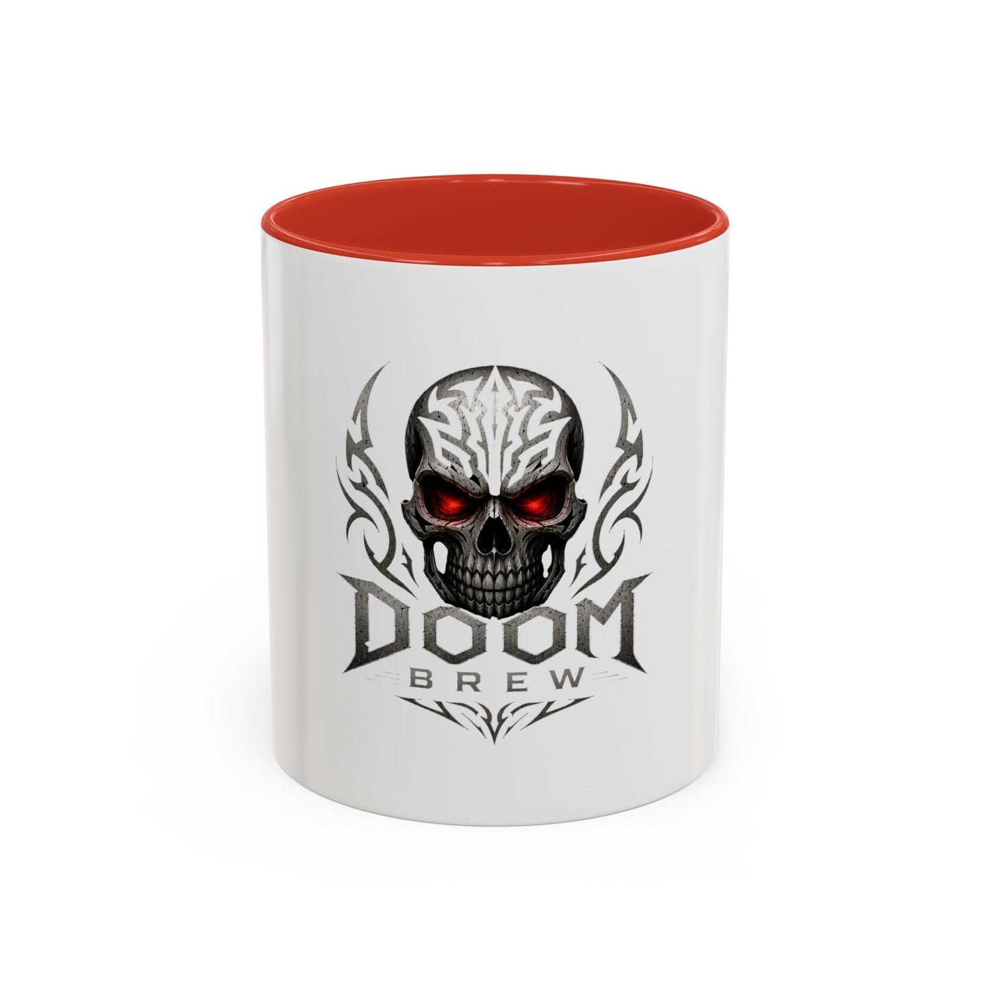 Doom Brew Skull Coffee Mug — Gothic Red-Eye 11/15oz Accent Mug