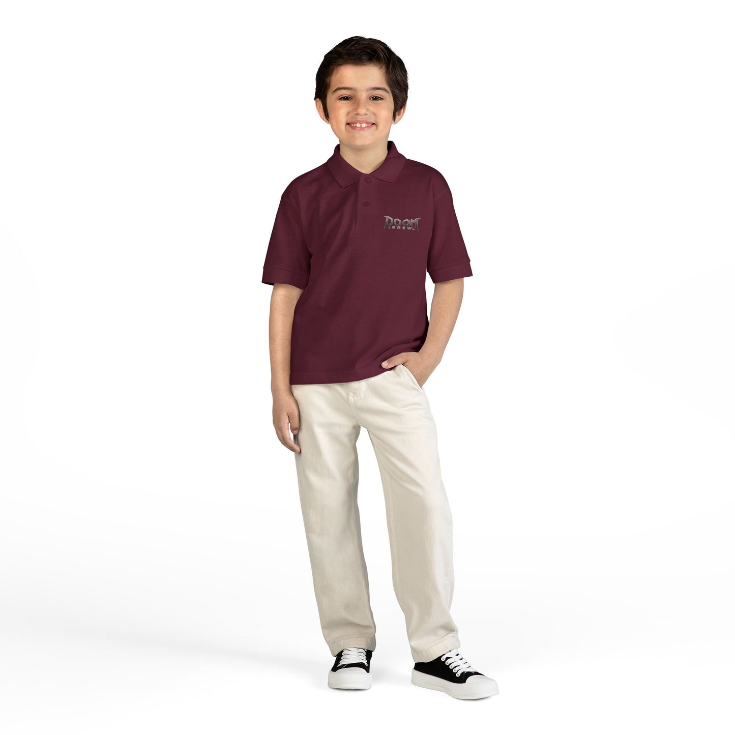Youth Polo — 'Doom Brew' Logo Kids Jersey Polo Shirt