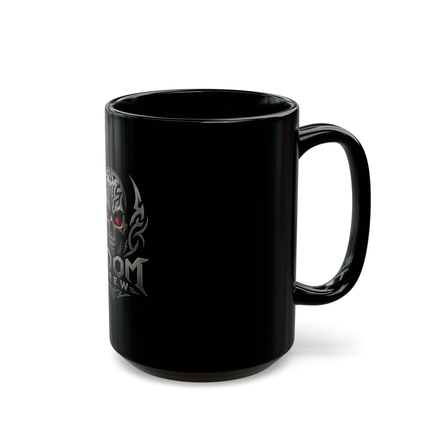 Doom Brew Skull Coffee Mug – Gothic Black Ceramic 11oz/15oz