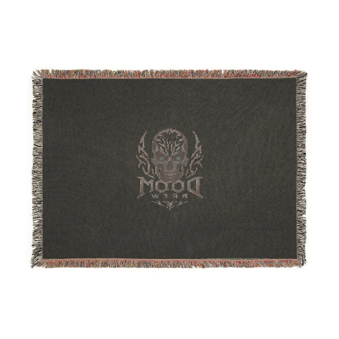 Skull Crest Woven Blanket — Gothic Skull Emblem Throw