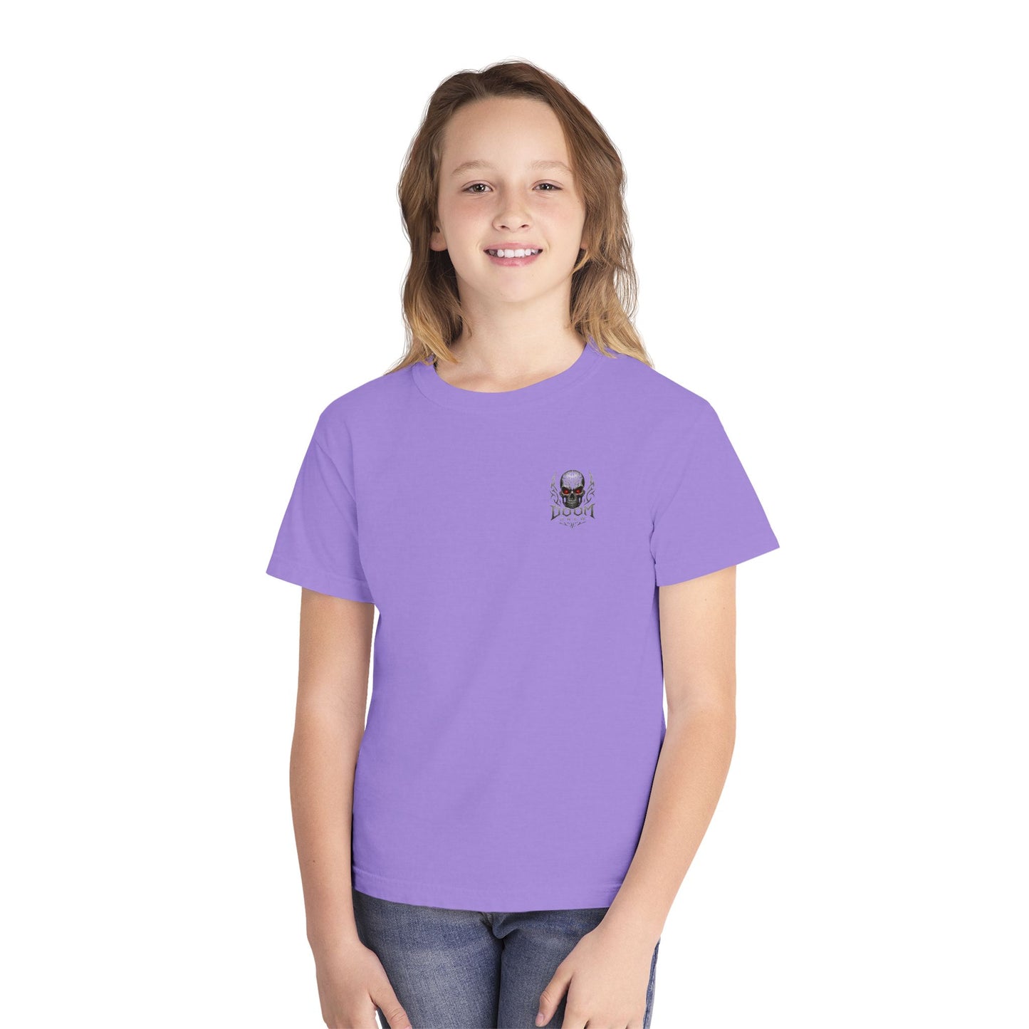 Youth Tee — Doom Brew Graphic Chest Print, Casual Kids Shirt