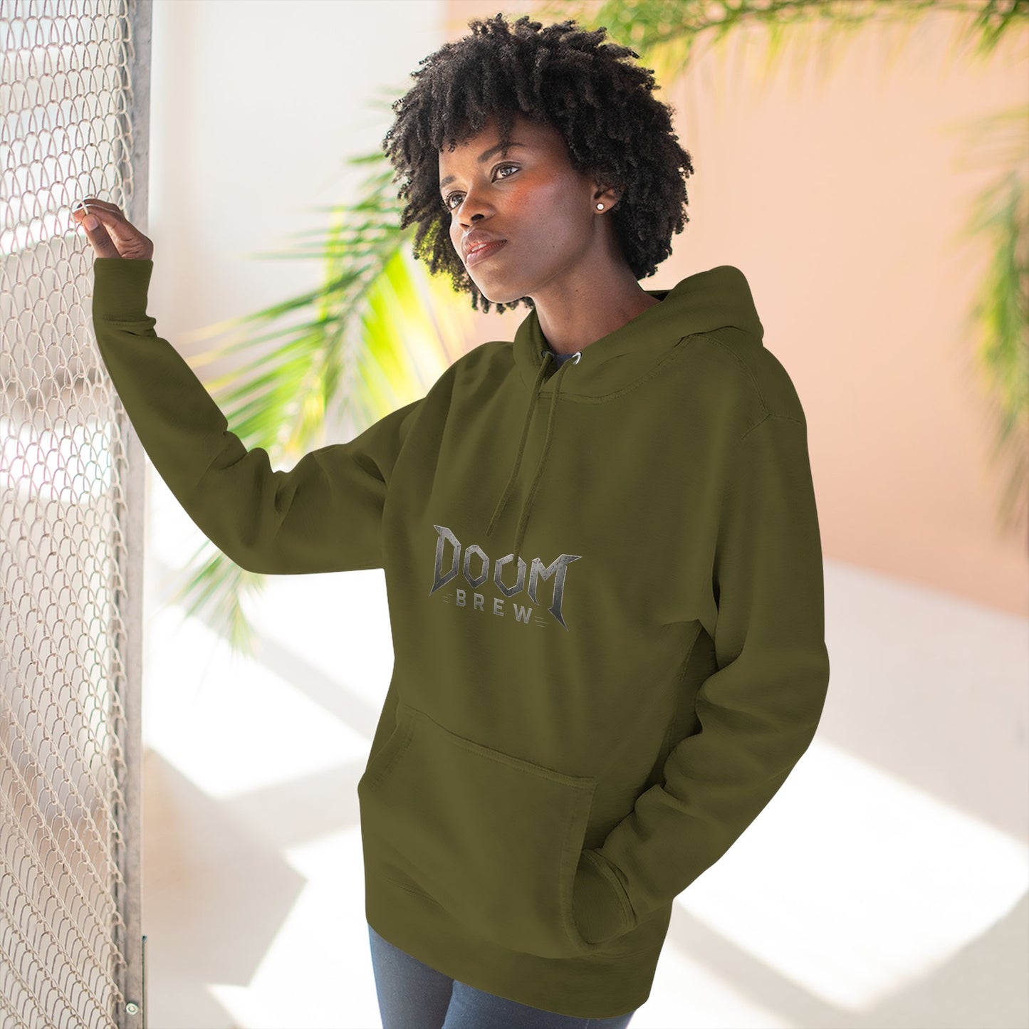Doom Brew Hoodie — Gothic Logo Fleece Pullover