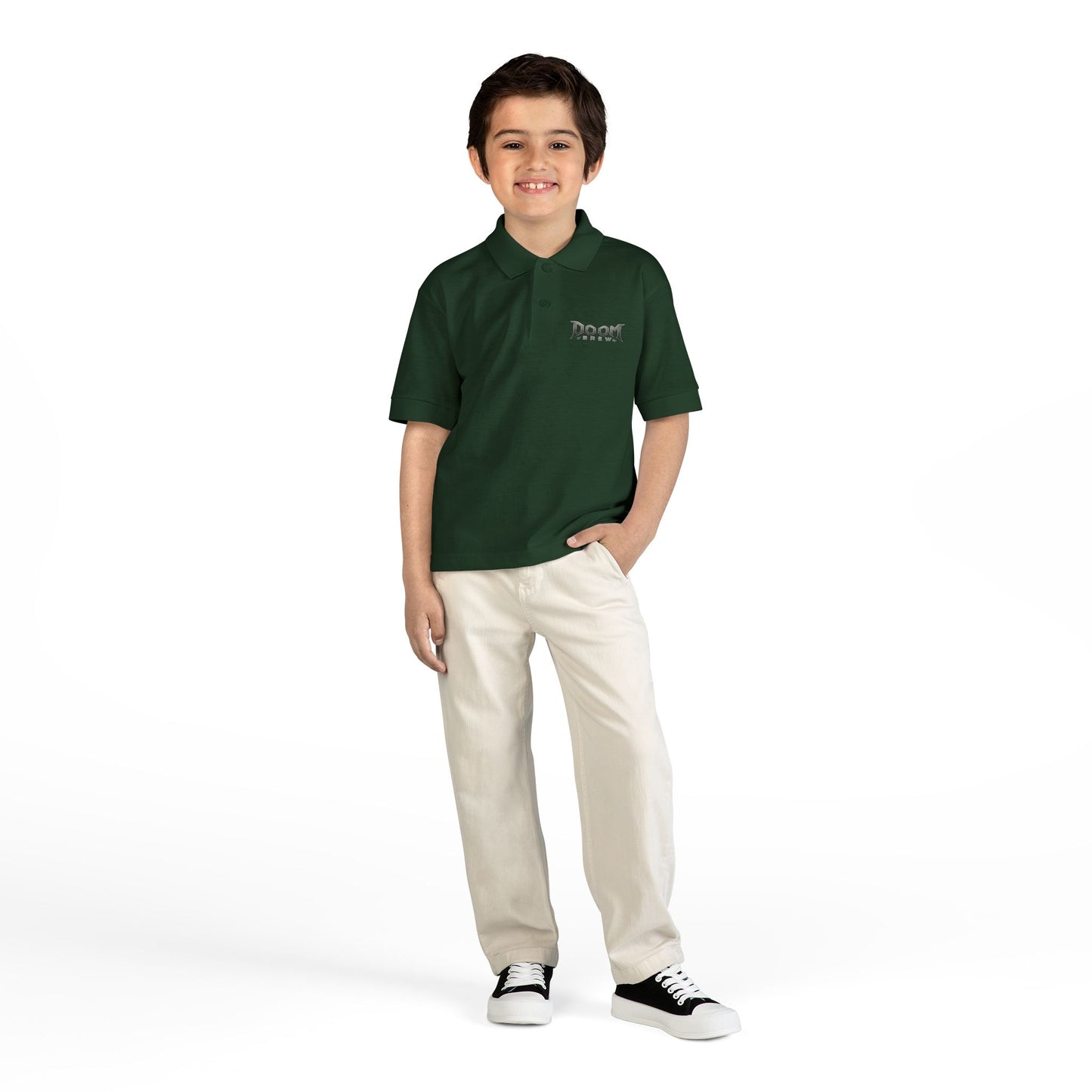 Youth Polo — 'Doom Brew' Logo Kids Jersey Polo Shirt