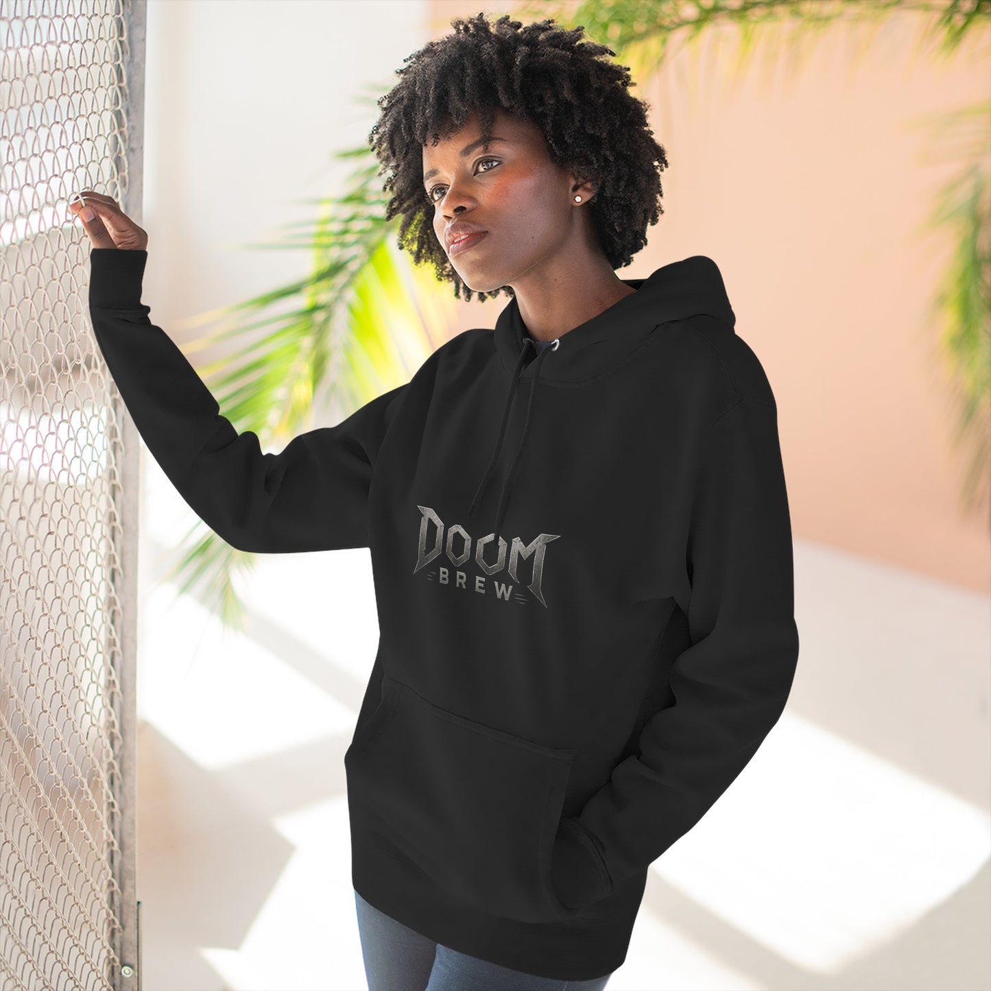 Doom Brew Hoodie — Gothic Logo Fleece Pullover