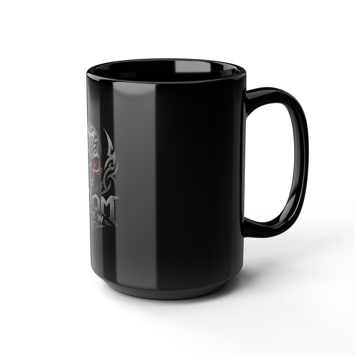 Doom Brew Skull Coffee Mug – Gothic Black Ceramic 11oz/15oz