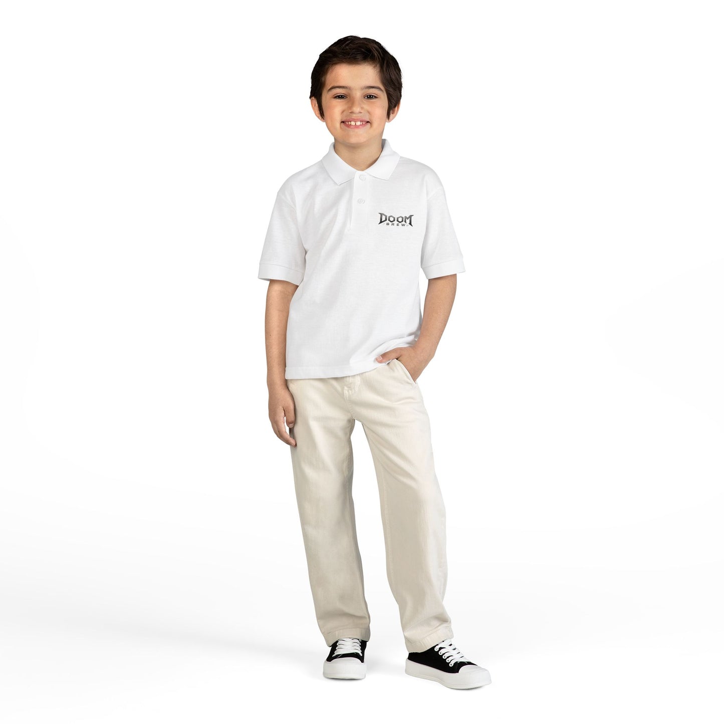 Youth Polo — 'Doom Brew' Logo Kids Jersey Polo Shirt
