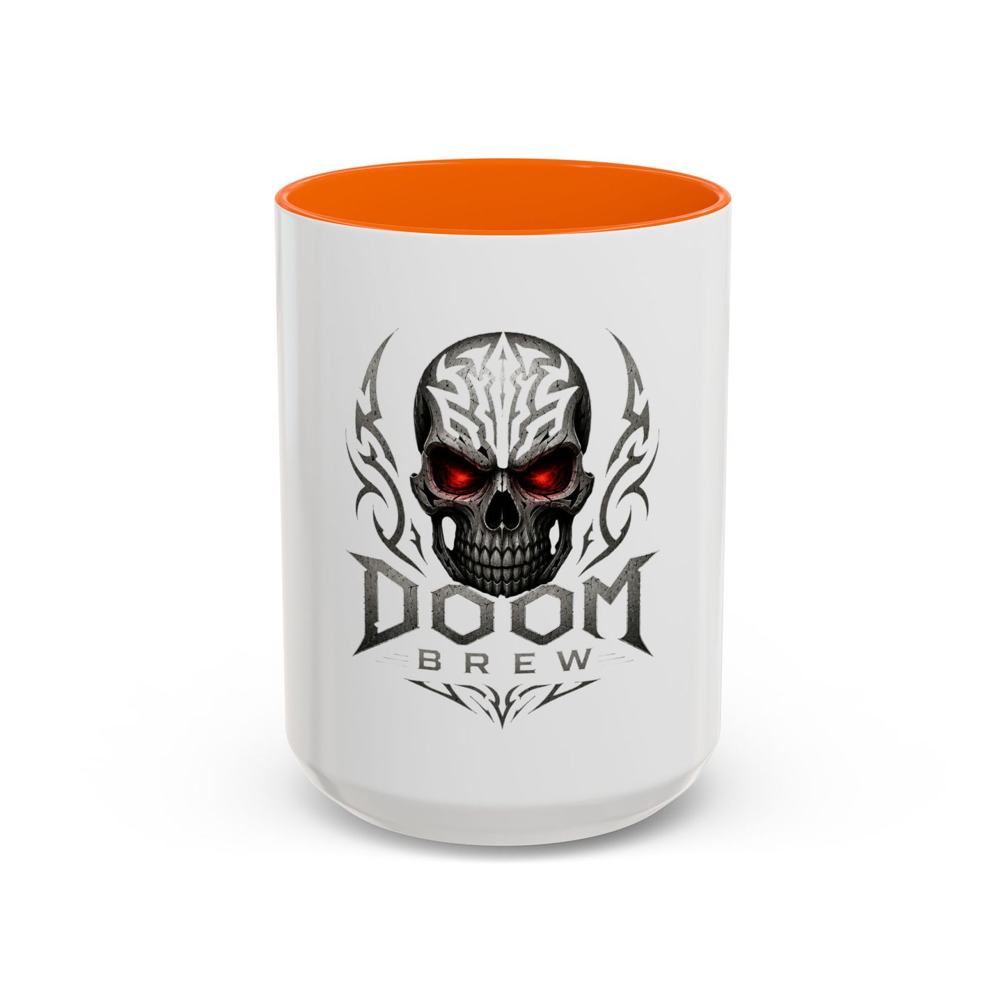 Doom Brew Skull Coffee Mug — Gothic Red-Eye 11/15oz Accent Mug