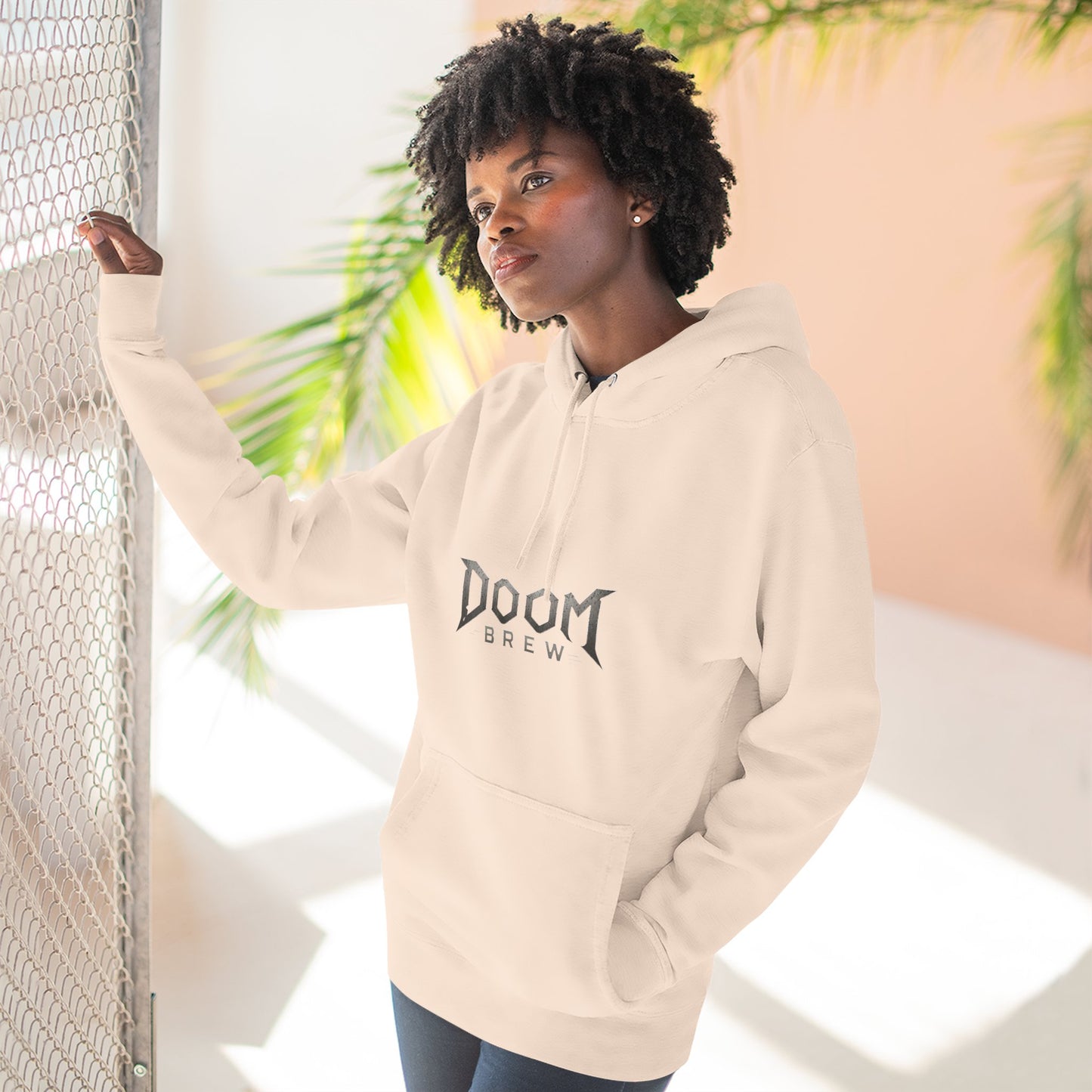 Doom Brew Hoodie — Gothic Logo Fleece Pullover