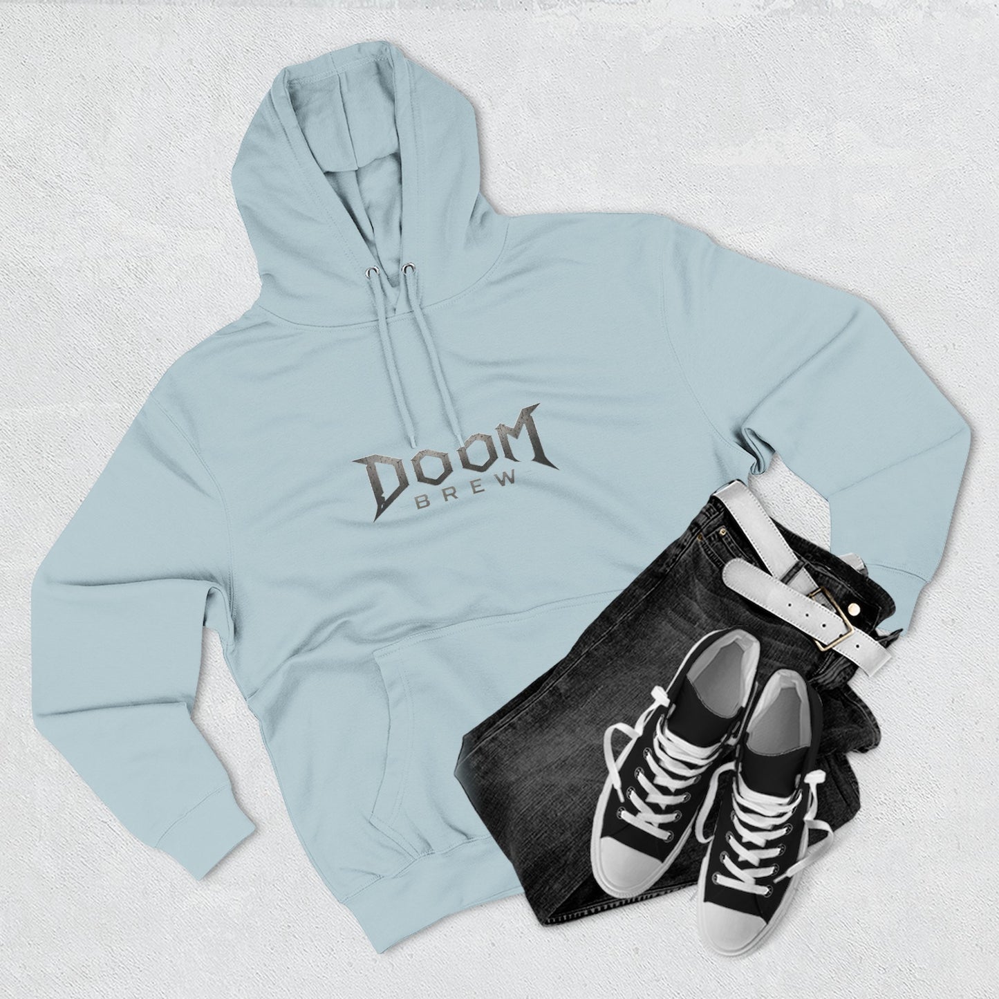 Doom Brew Hoodie — Gothic Logo Fleece Pullover