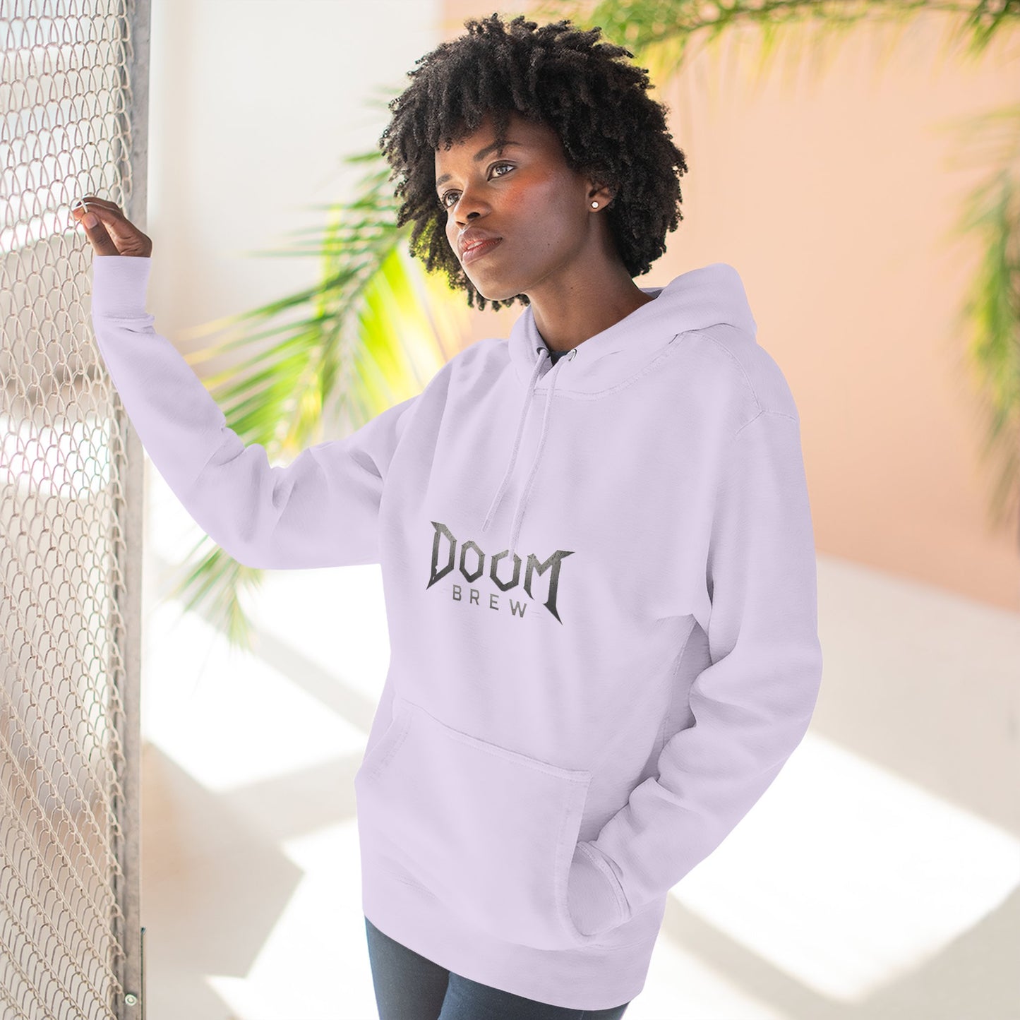Doom Brew Hoodie — Gothic Logo Fleece Pullover