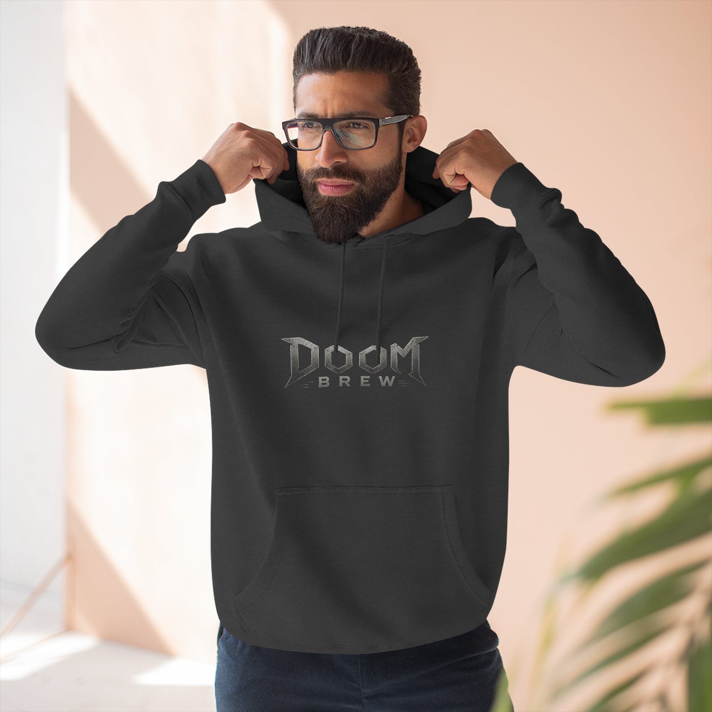 Doom Brew Hoodie — Gothic Logo Fleece Pullover