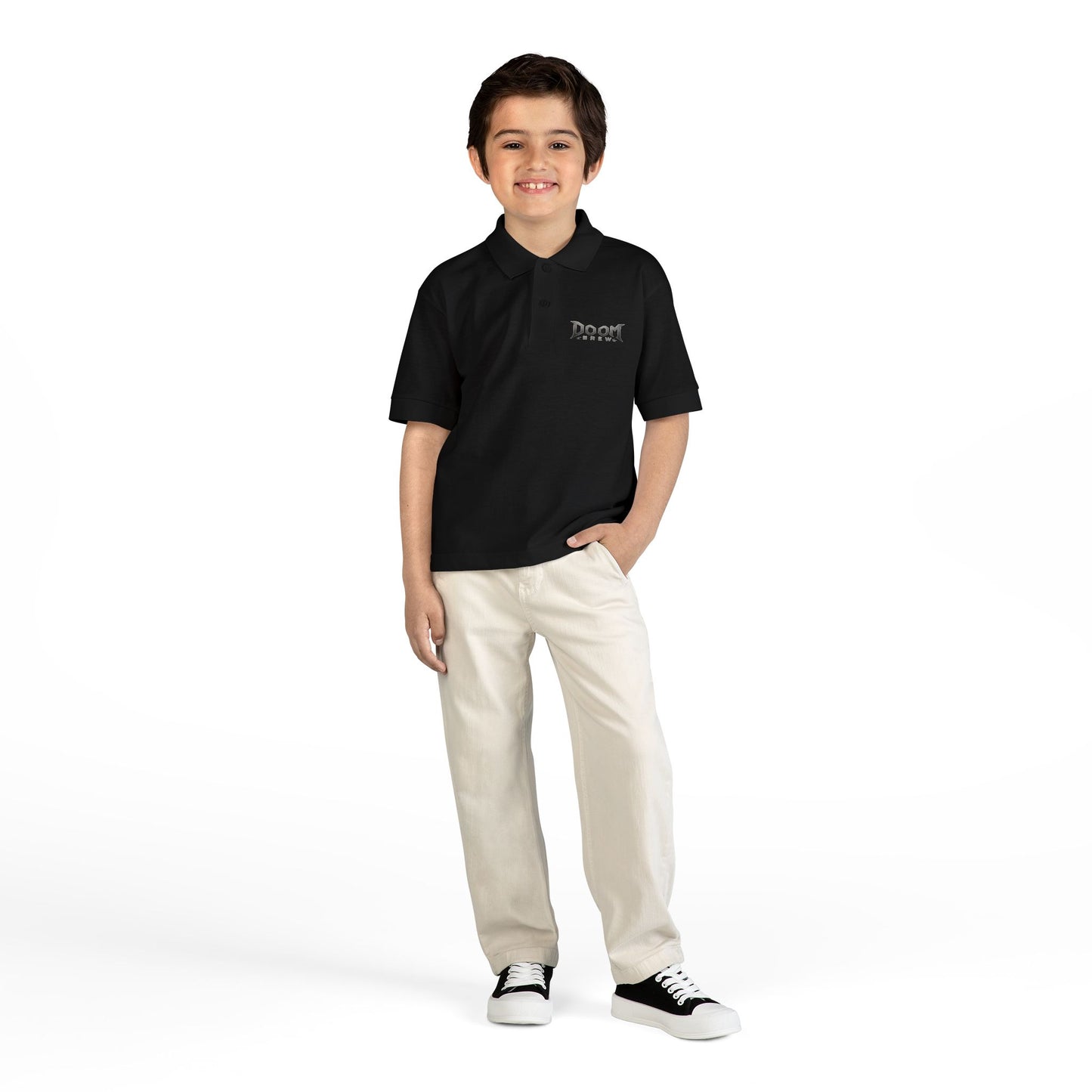 Youth Polo — 'Doom Brew' Logo Kids Jersey Polo Shirt