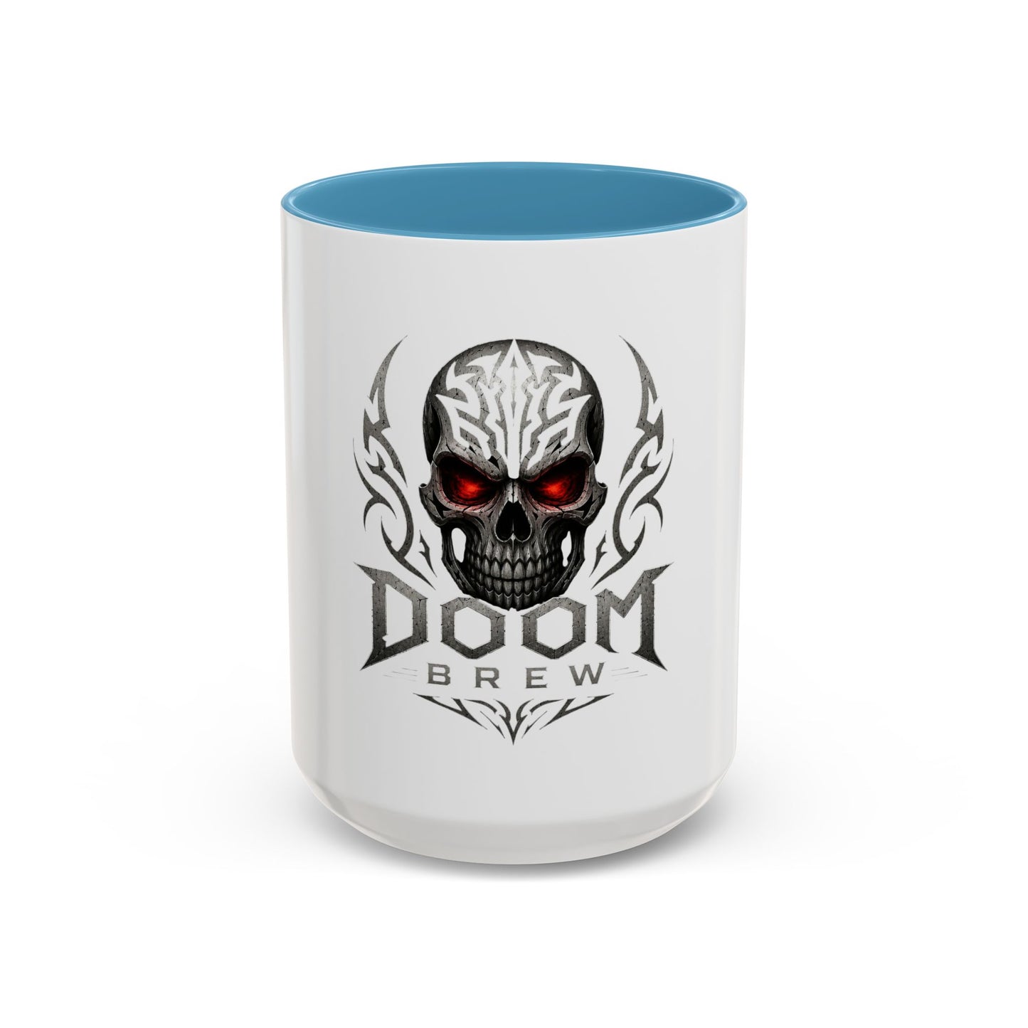 Doom Brew Skull Coffee Mug — Gothic Red-Eye 11/15oz Accent Mug