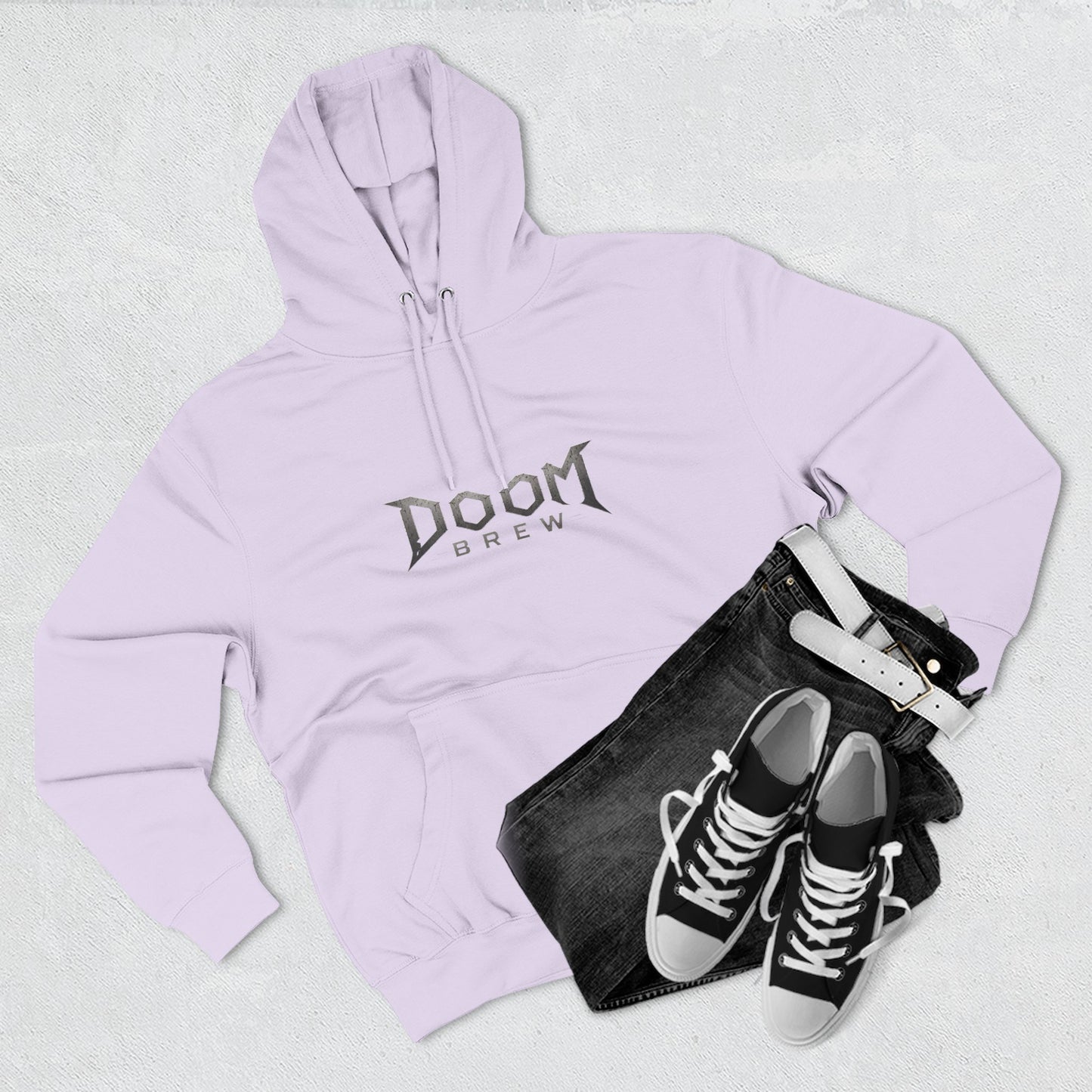 Doom Brew Hoodie — Gothic Logo Fleece Pullover