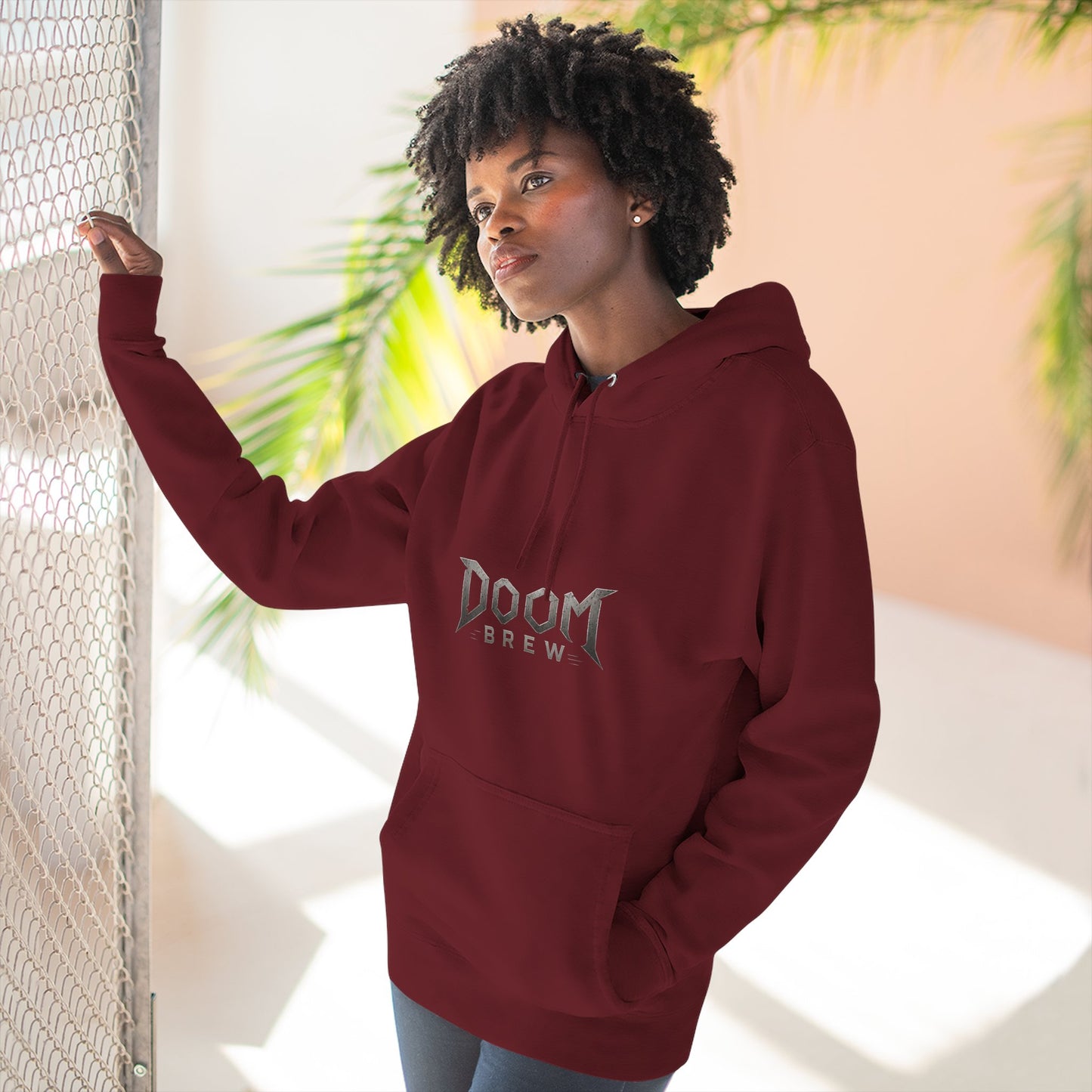 Doom Brew Hoodie — Gothic Logo Fleece Pullover
