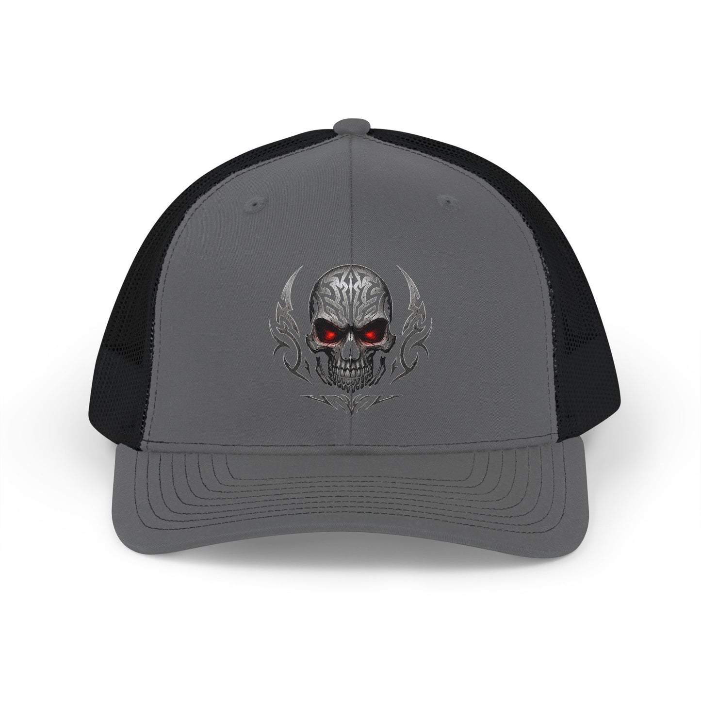 Skull Trucker Cap with Red-Eye Tribal Design | Doom Brew Official Merch
