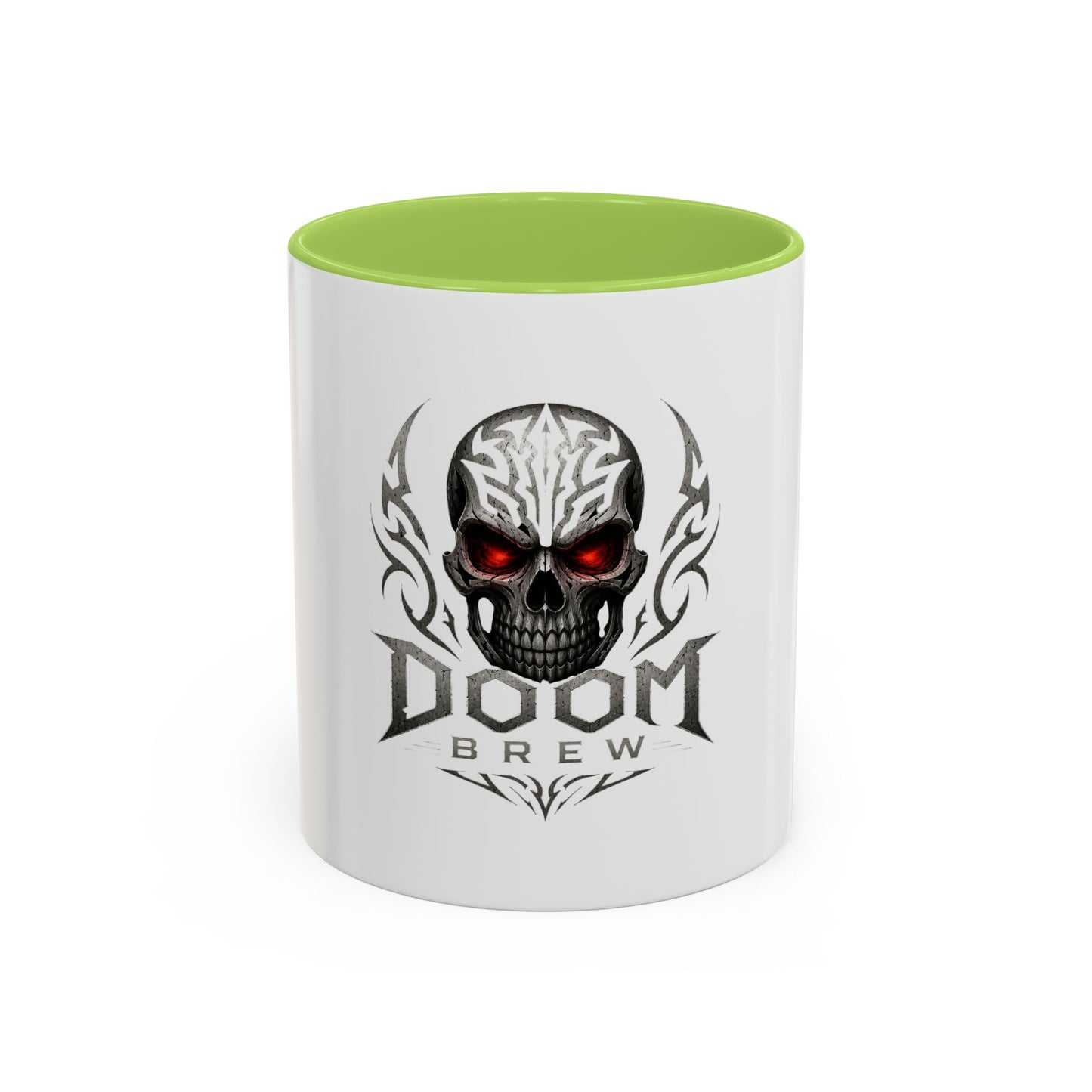 Doom Brew Skull Coffee Mug — Gothic Red-Eye 11/15oz Accent Mug