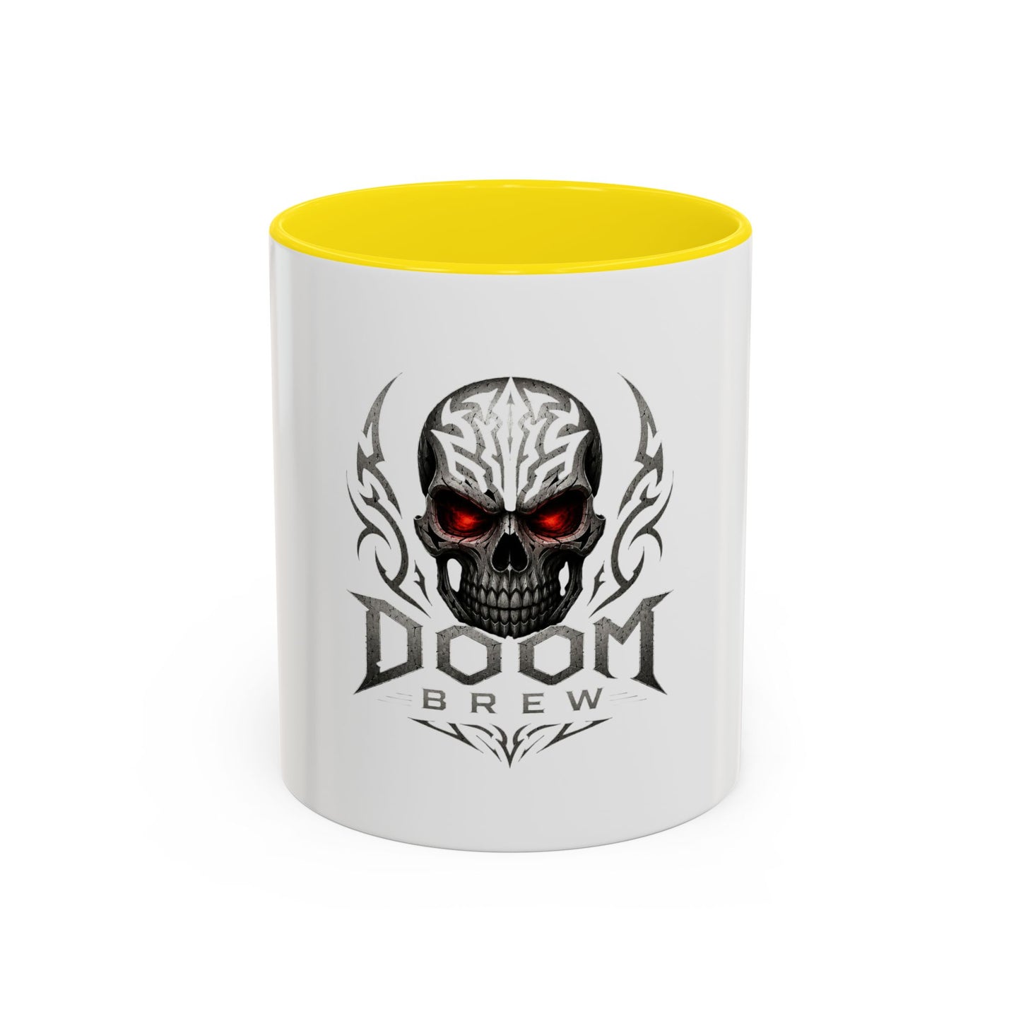 Doom Brew Skull Coffee Mug — Gothic Red-Eye 11/15oz Accent Mug