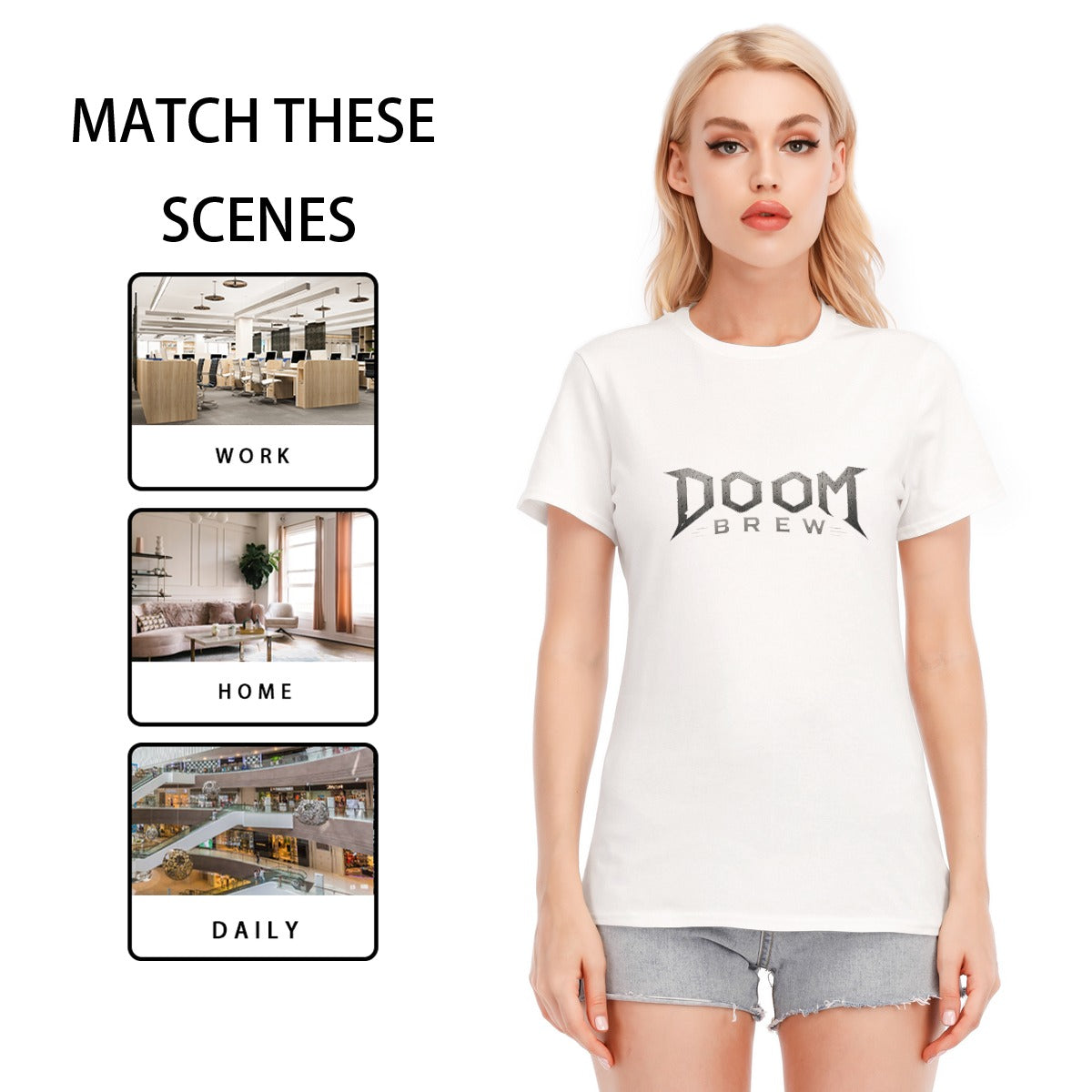 All-Over Print Women's Round Neck T-Shirt | 190GSM Cotton