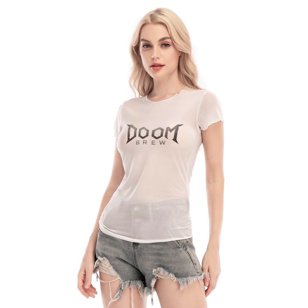 All-Over Print Women's Short Sleeve Mesh Blouse