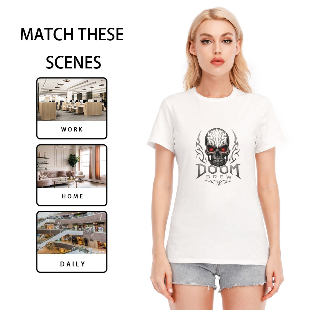 All-Over Print Women's Round Neck T-Shirt | 190GSM Cotton