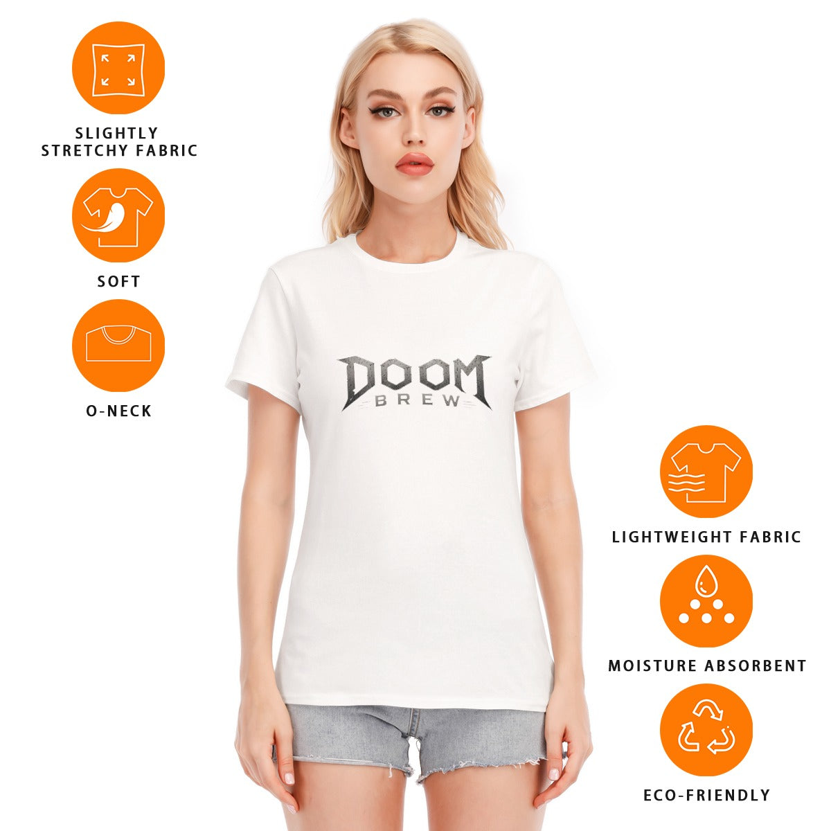 All-Over Print Women's Round Neck T-Shirt | 190GSM Cotton