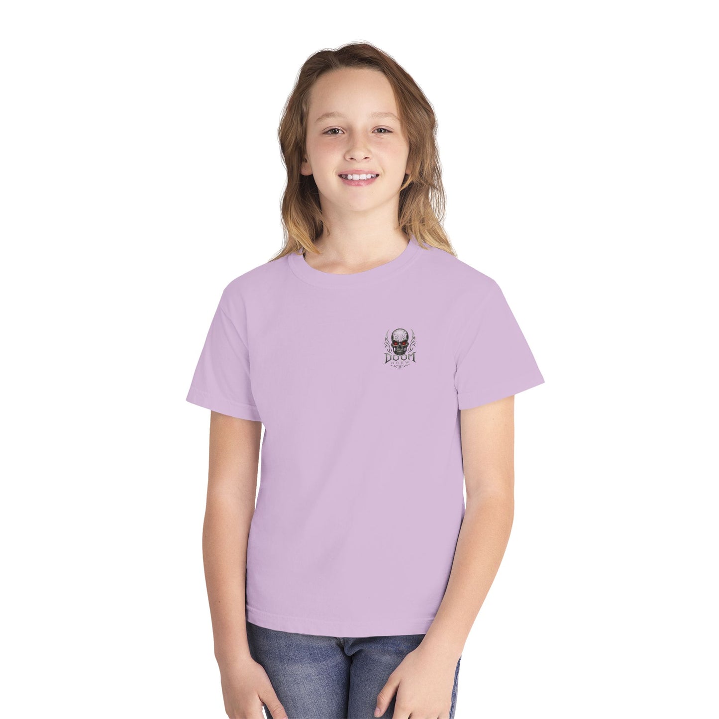 Youth Tee — Doom Brew Graphic Chest Print, Casual Kids Shirt