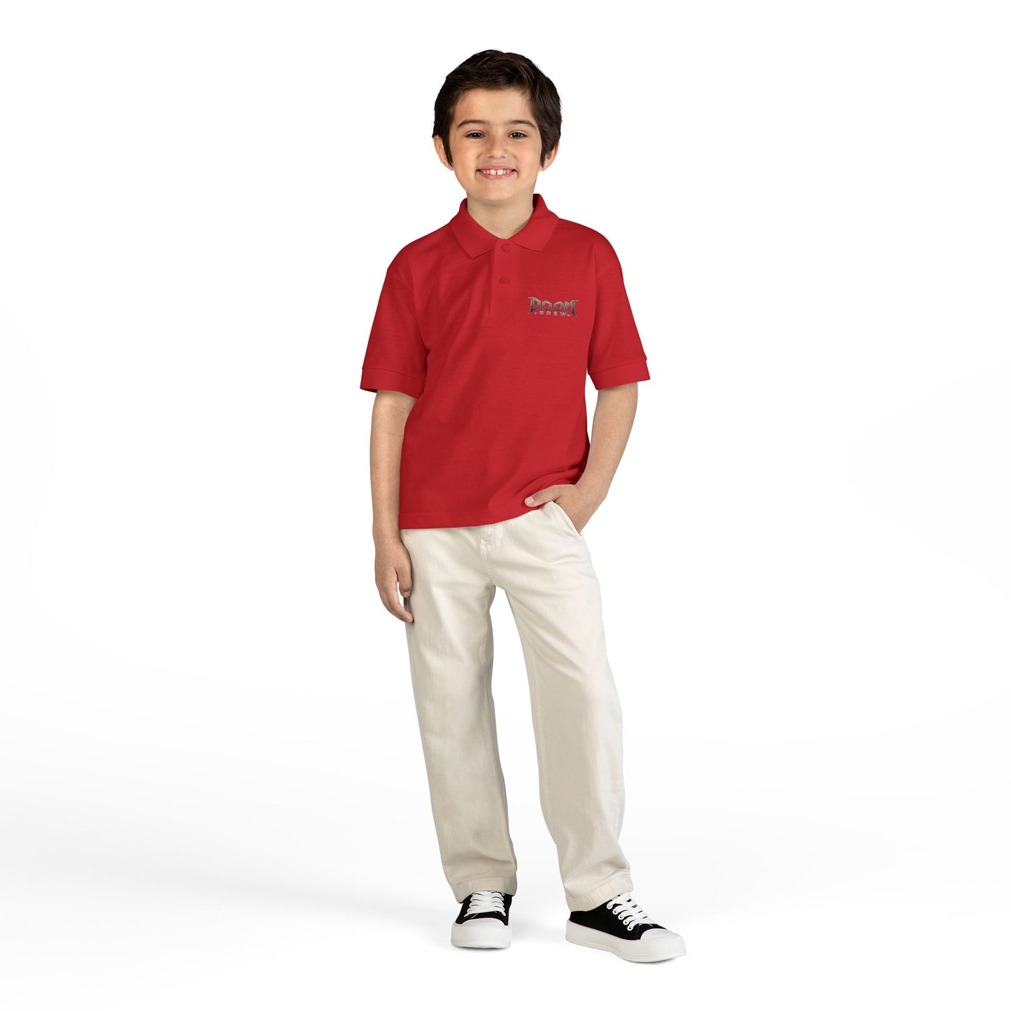 Youth Polo — 'Doom Brew' Logo Kids Jersey Polo Shirt