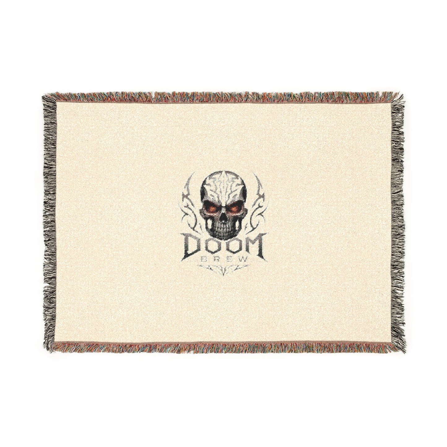 Skull Crest Woven Blanket — Gothic Skull Emblem Throw