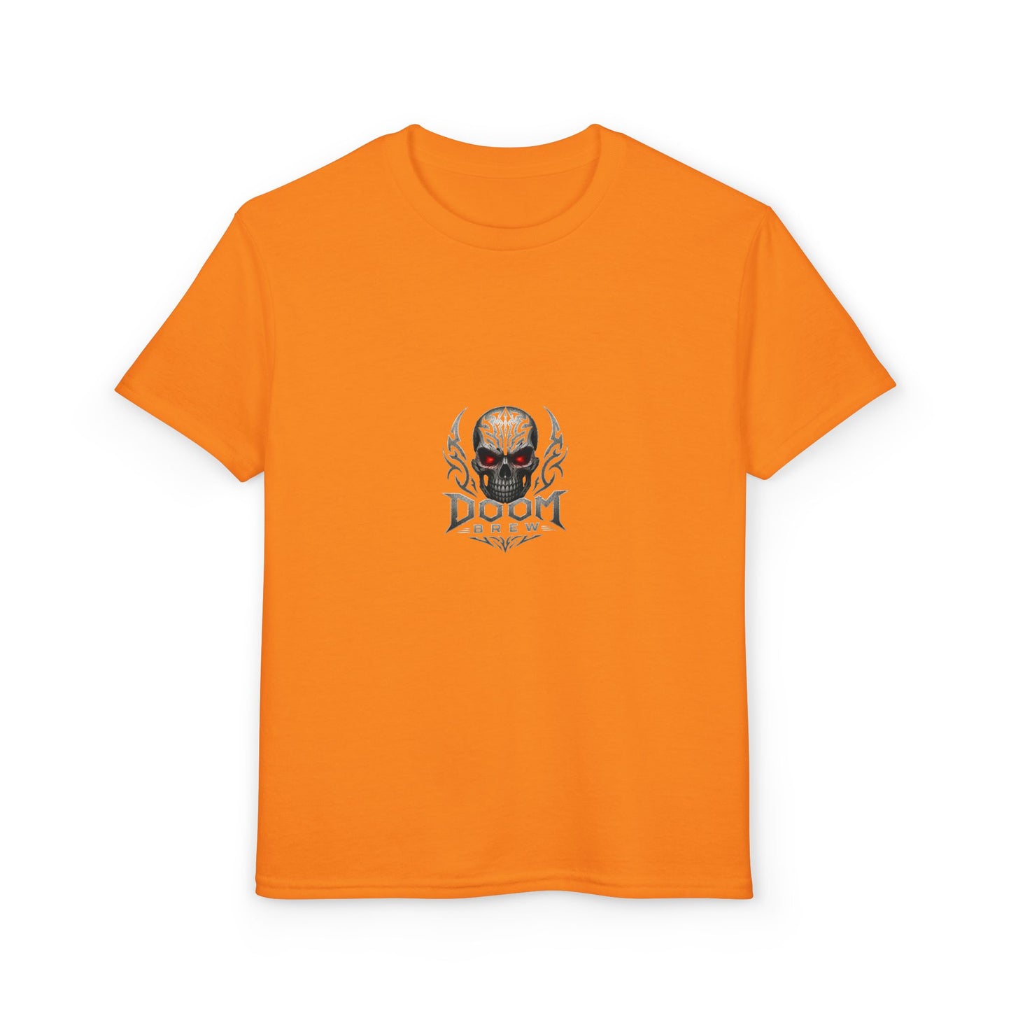 Youth Skull Graphic T‑Shirt — "Doom Brew" Red-Eye Skull Logo