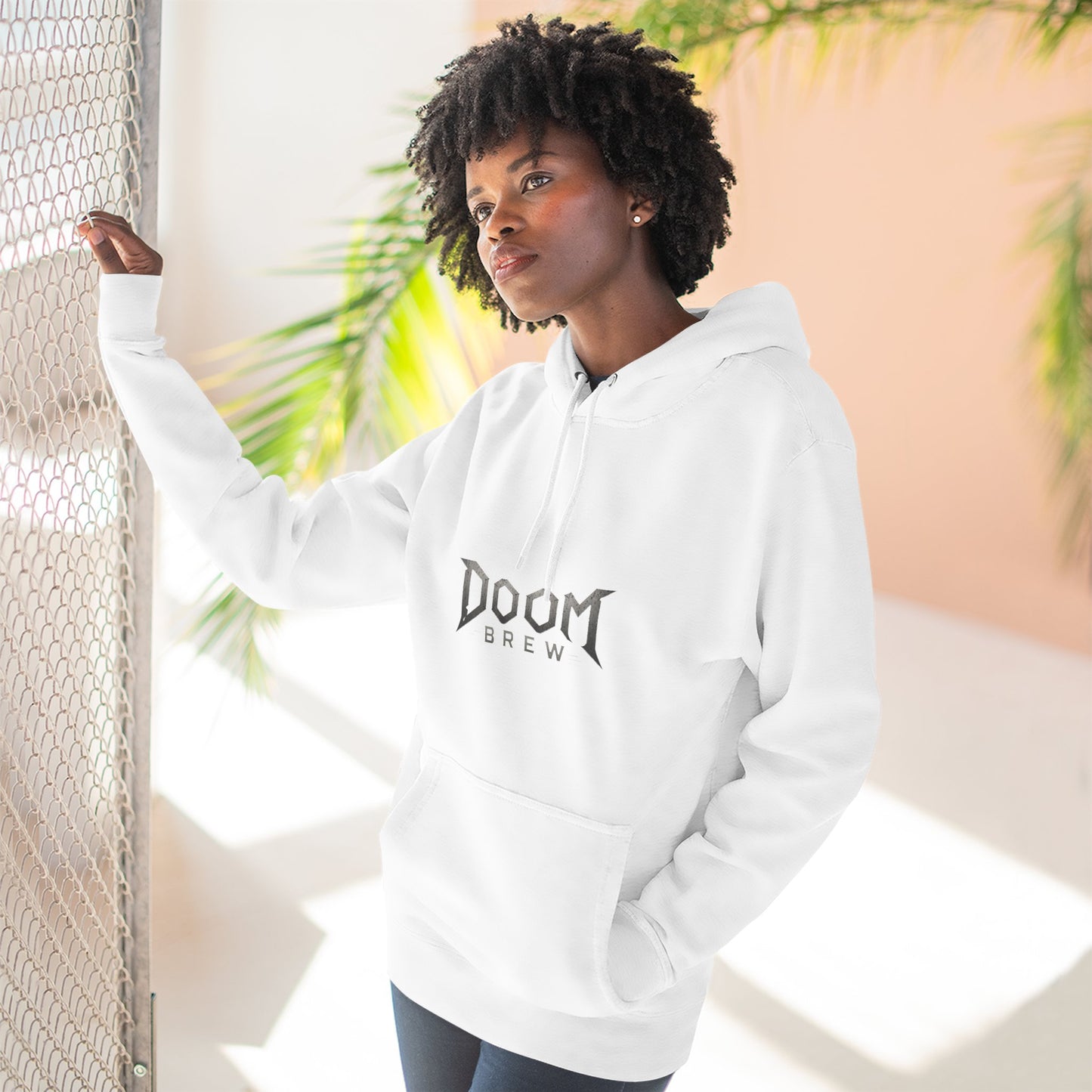 Doom Brew Hoodie — Gothic Logo Fleece Pullover