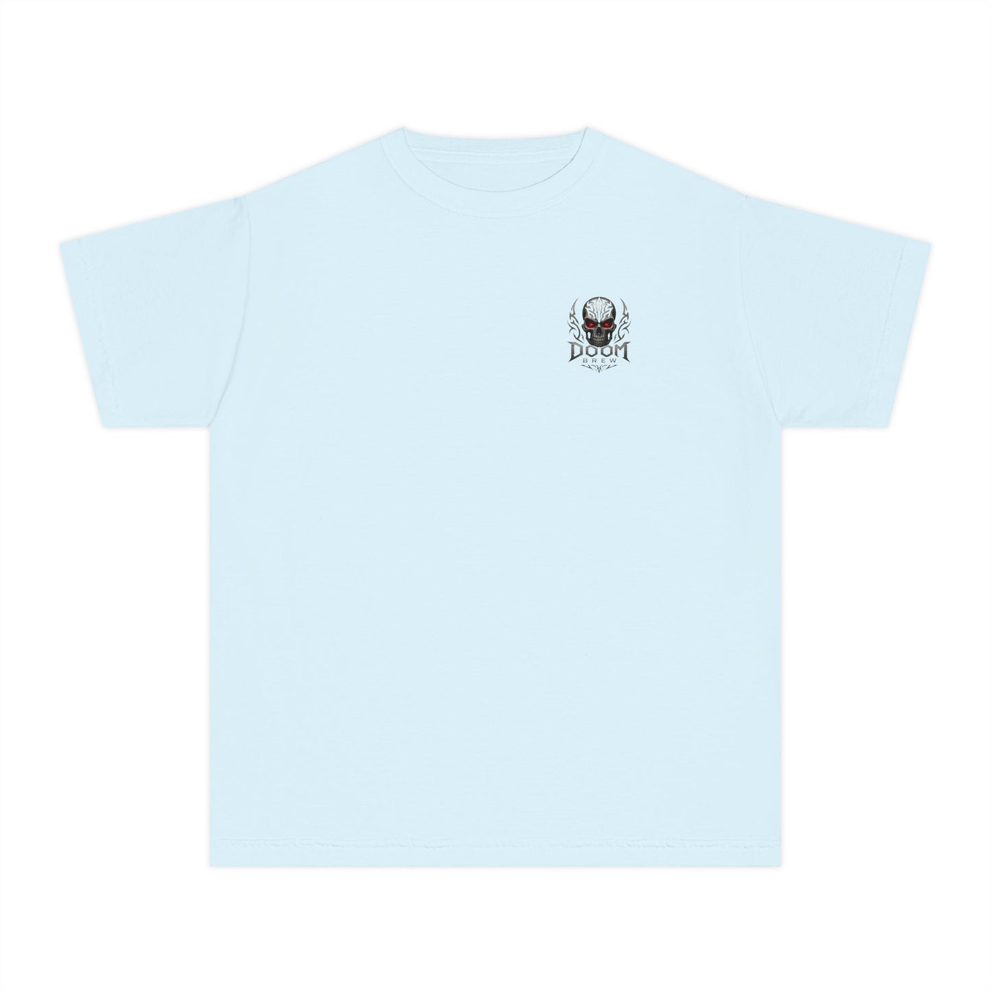 Youth Tee — Doom Brew Graphic Chest Print, Casual Kids Shirt
