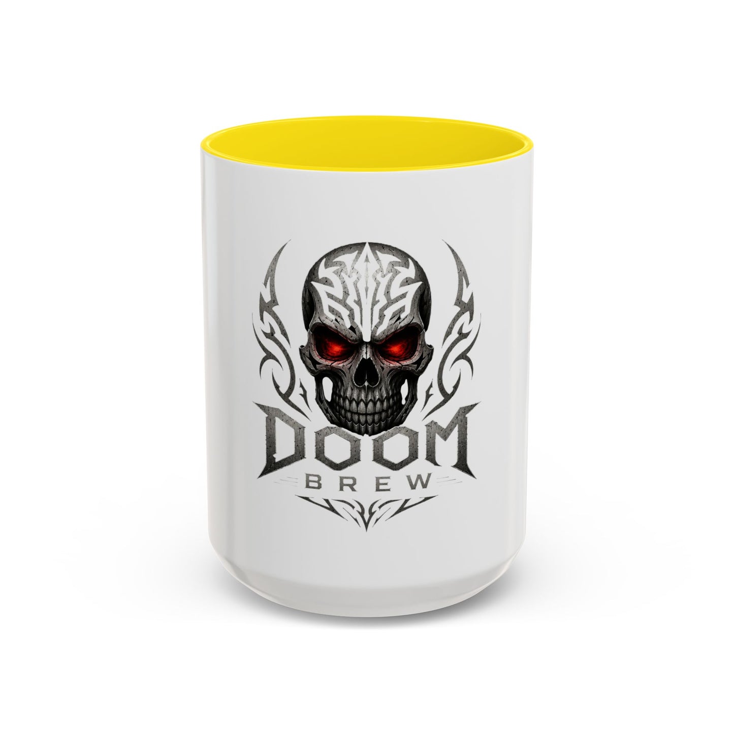 Doom Brew Skull Coffee Mug — Gothic Red-Eye 11/15oz Accent Mug