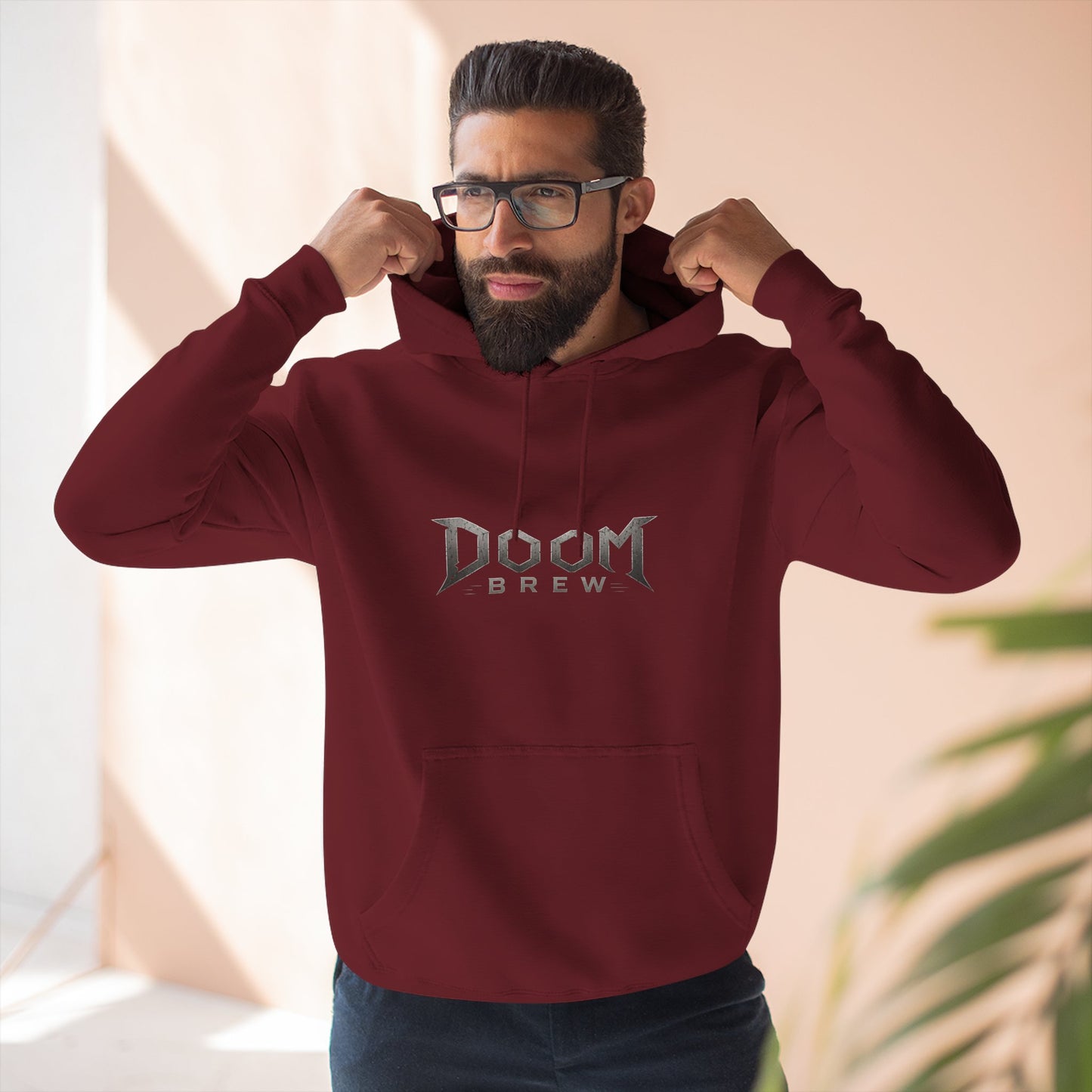 Doom Brew Hoodie — Gothic Logo Fleece Pullover
