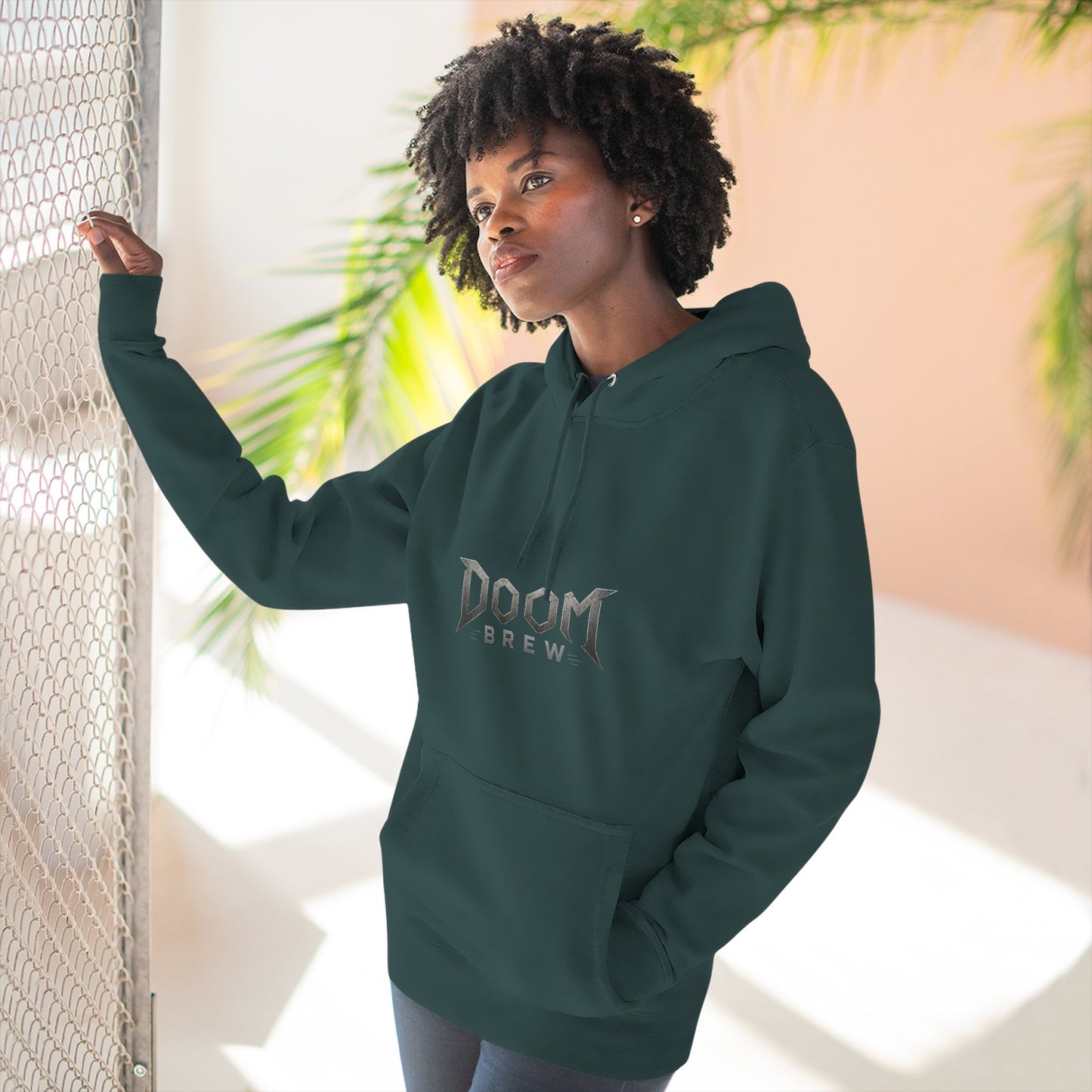 Doom Brew Hoodie — Gothic Logo Fleece Pullover