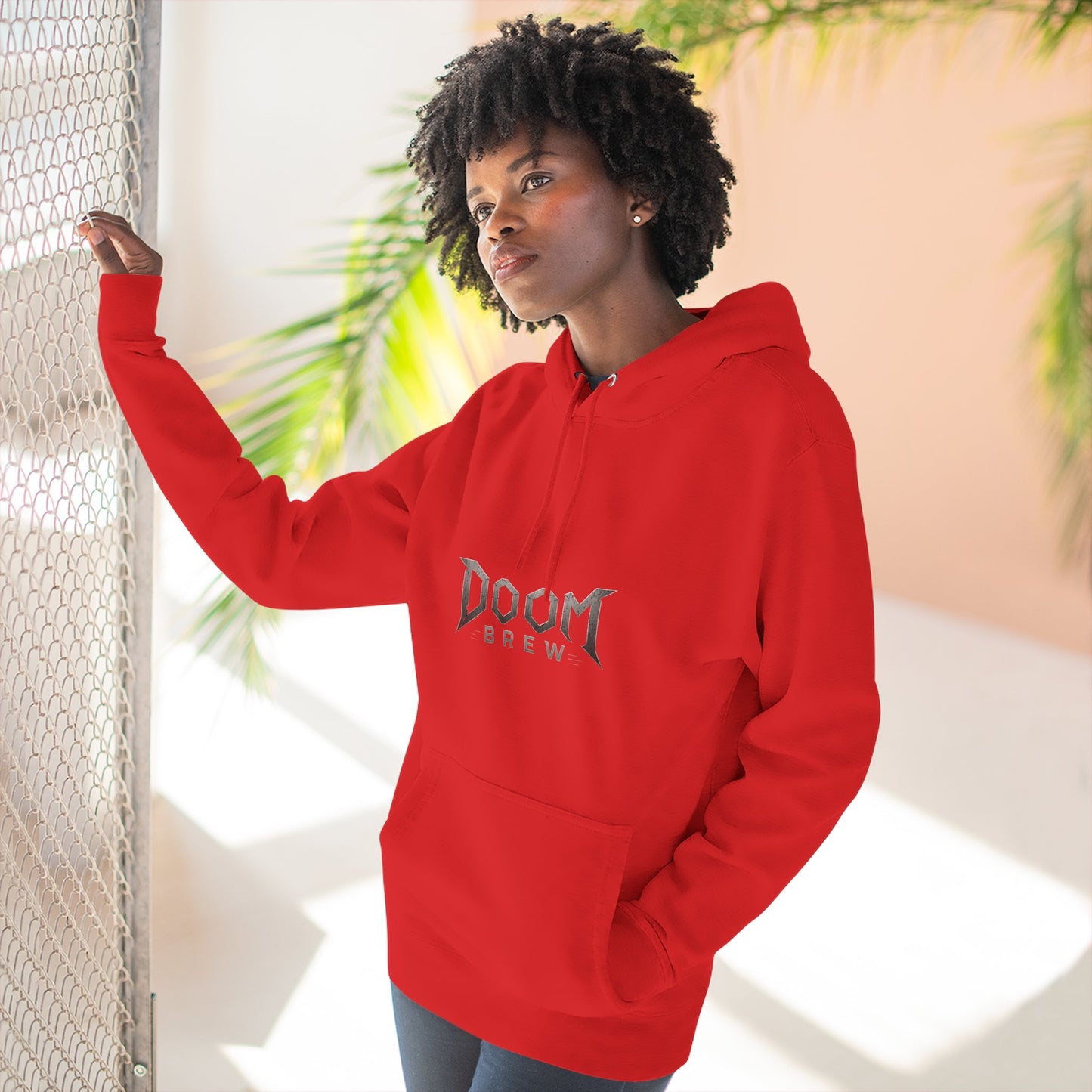 Doom Brew Hoodie — Gothic Logo Fleece Pullover