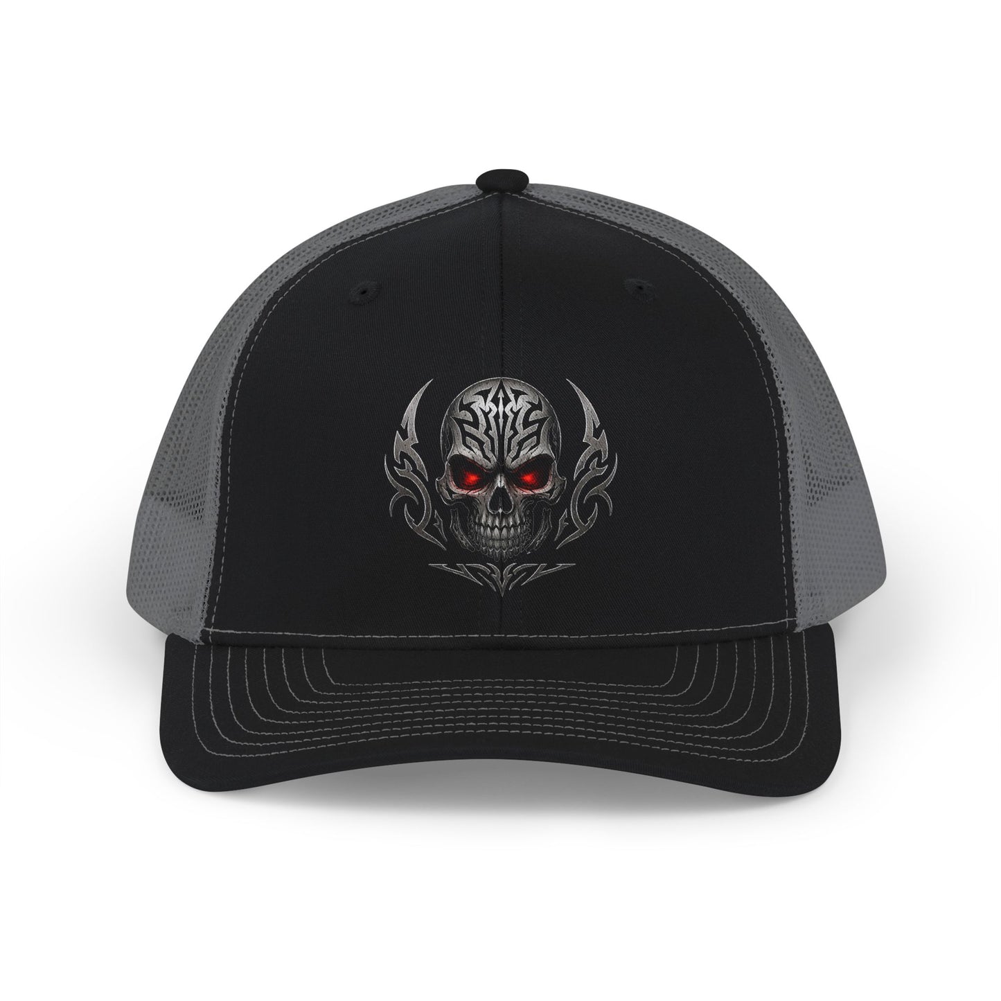Skull Trucker Cap with Red-Eye Tribal Design | Doom Brew Official Merch
