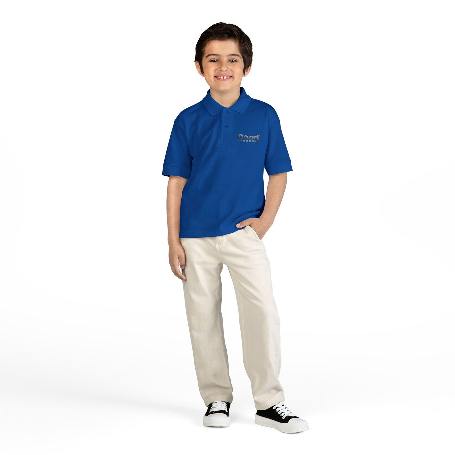 Youth Polo — 'Doom Brew' Logo Kids Jersey Polo Shirt