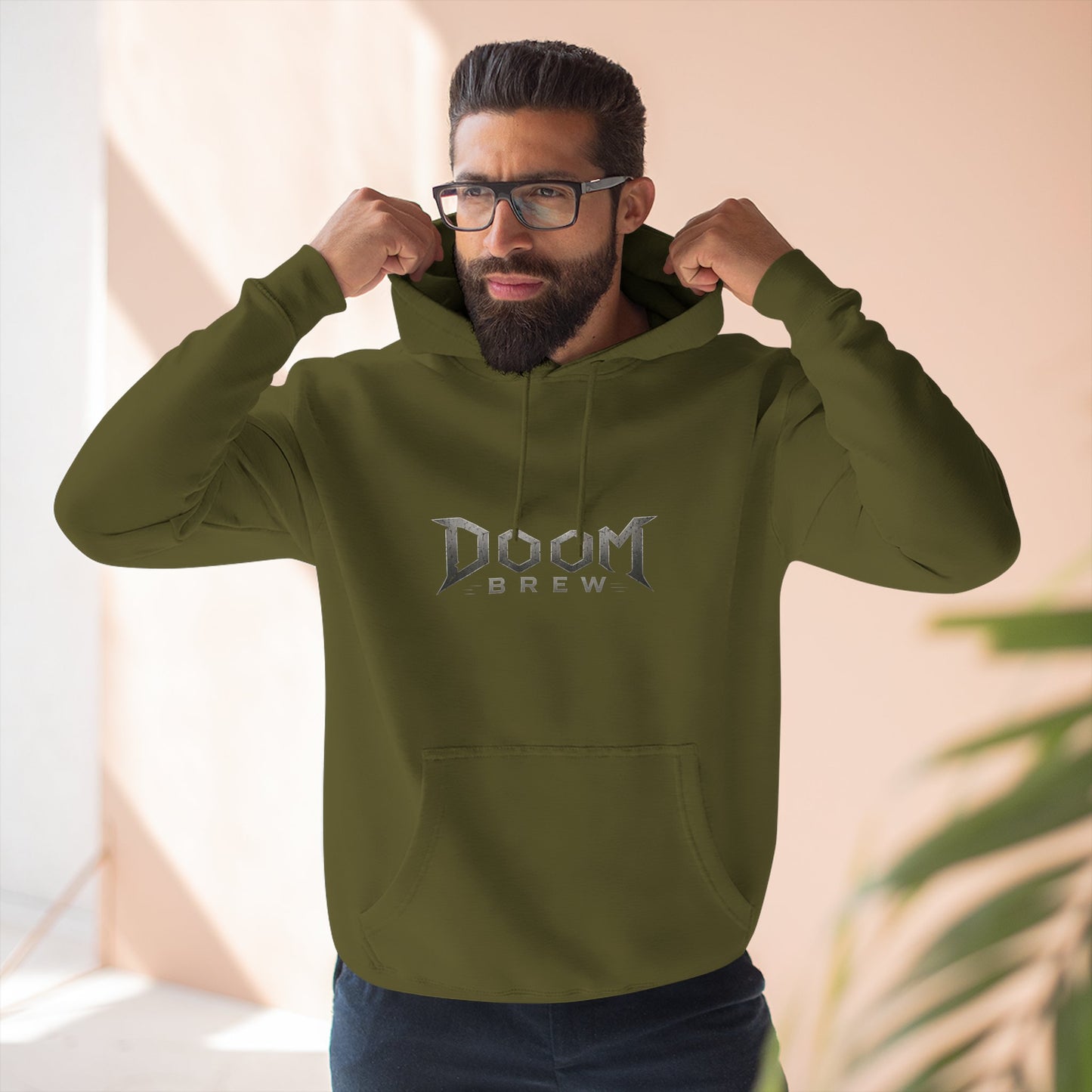 Doom Brew Hoodie — Gothic Logo Fleece Pullover