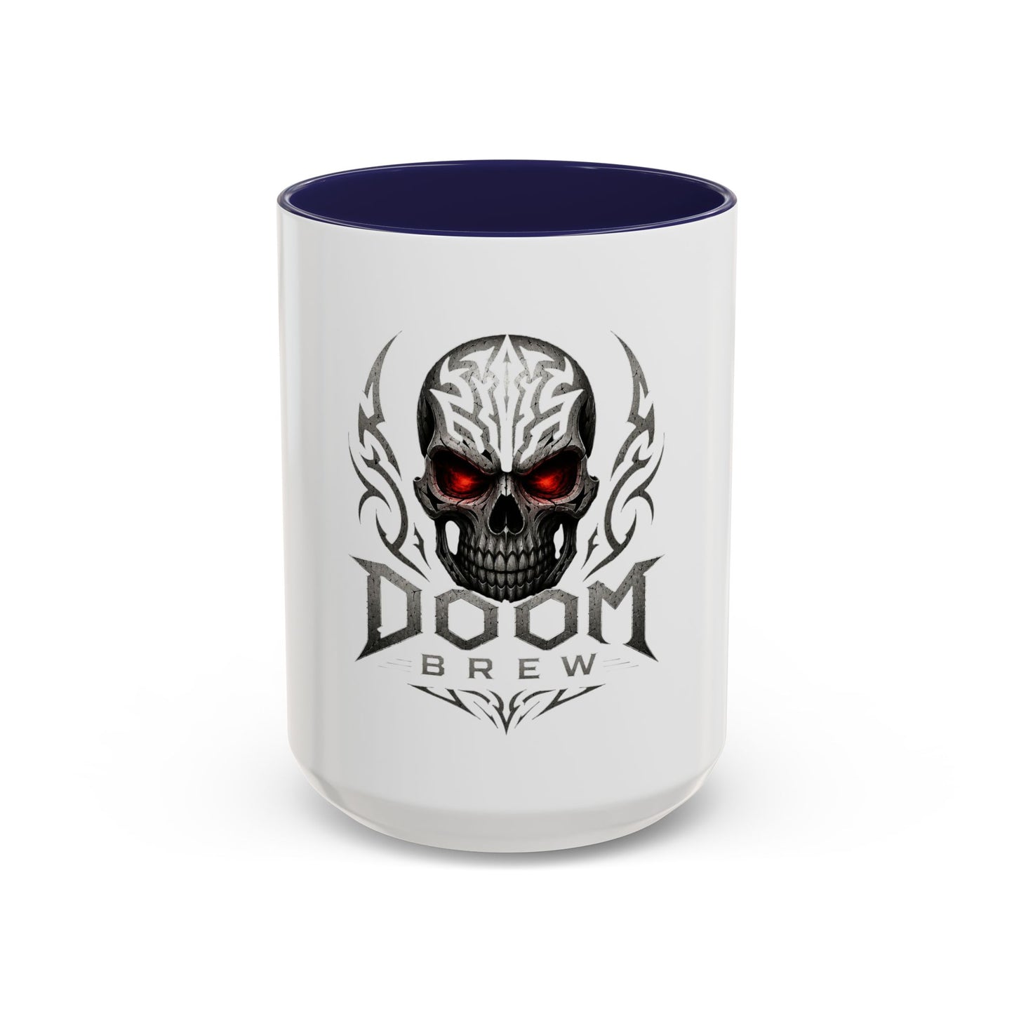 Doom Brew Skull Coffee Mug — Gothic Red-Eye 11/15oz Accent Mug